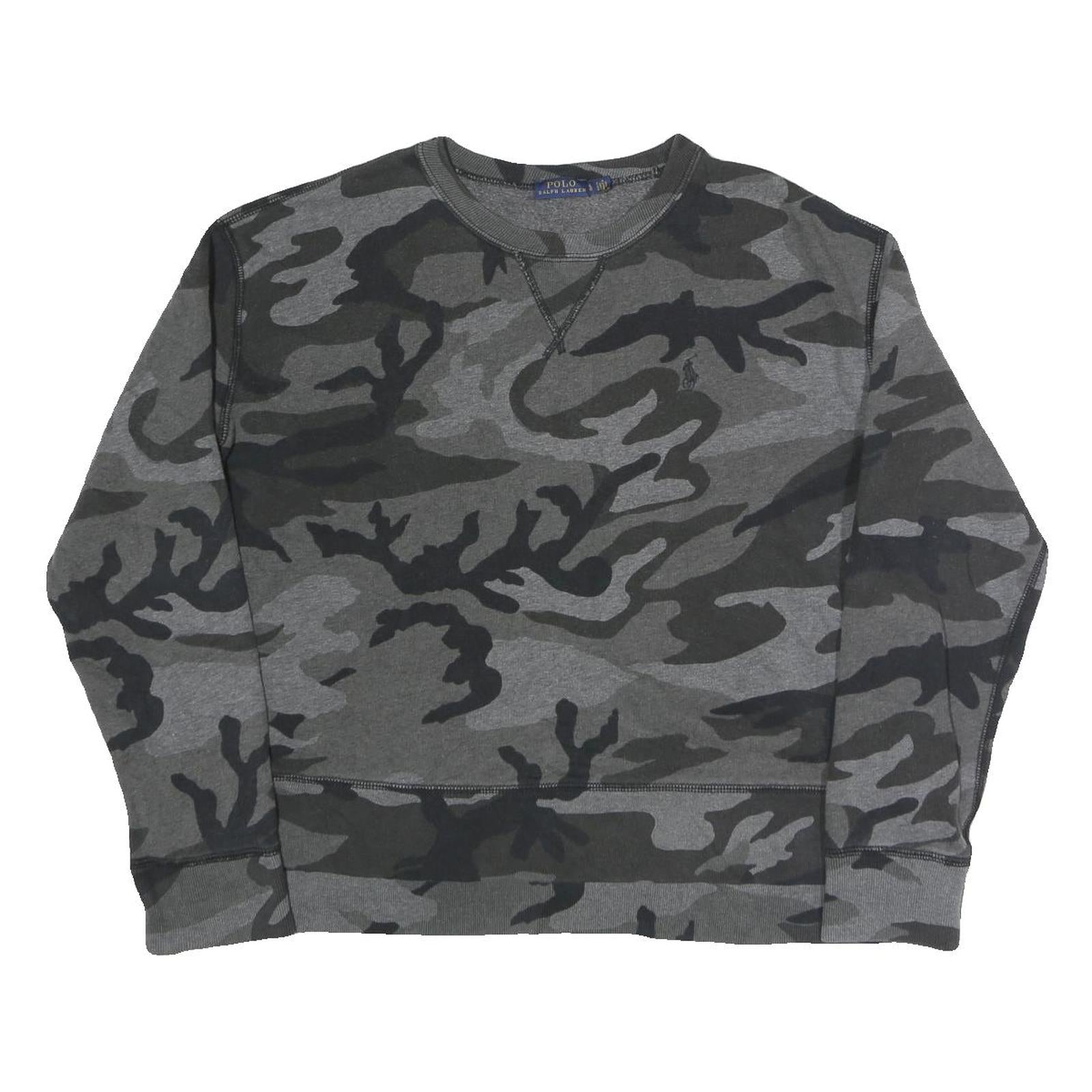 POLO RALPH LAUREN Womens Grey & Black Camouflage Crew Neck L Cotton Blend Refurbished - N/A refurbished available on Cerqular