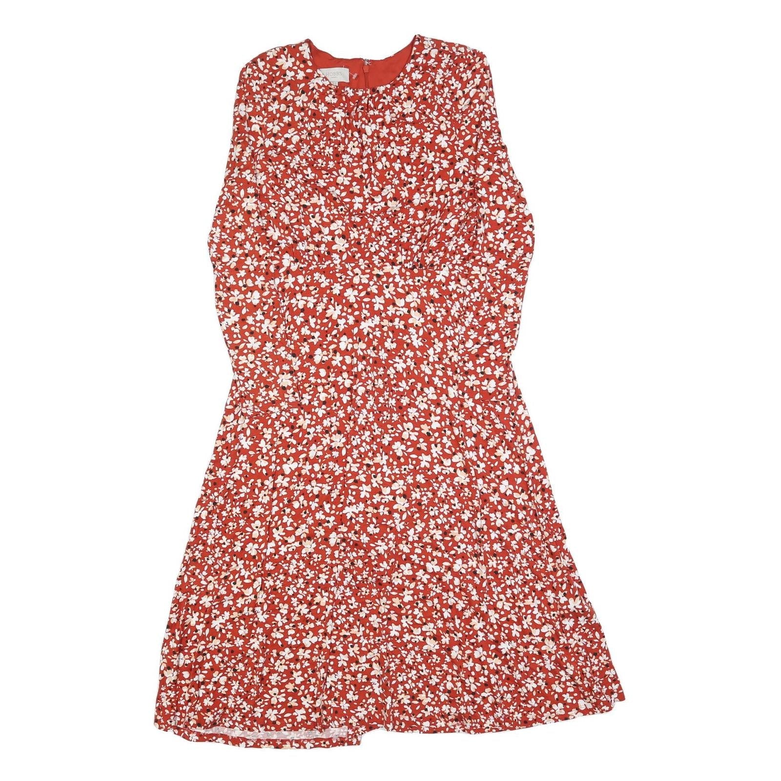 HOBBS LONDON Womens Red Floral Cotton Blend Day Dress Sleeveless UK 10 Refurbished - N/A refurbished available on Cerqular