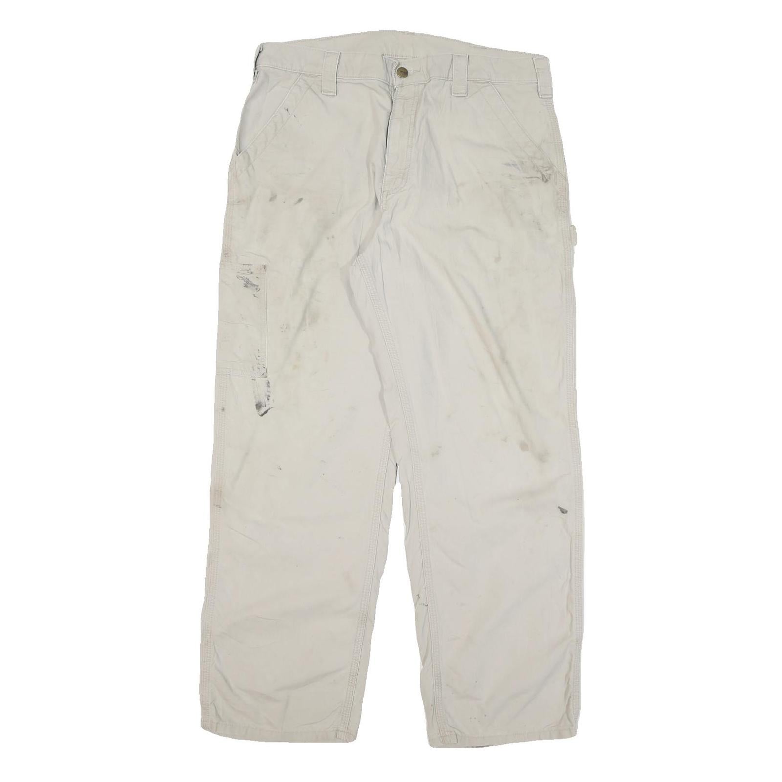 CARHARTT Mens Beige Cotton Blend Relaxed Straight Trousers W34 L29 Workwear Refurbished - N/A refurbished available on Cerqular