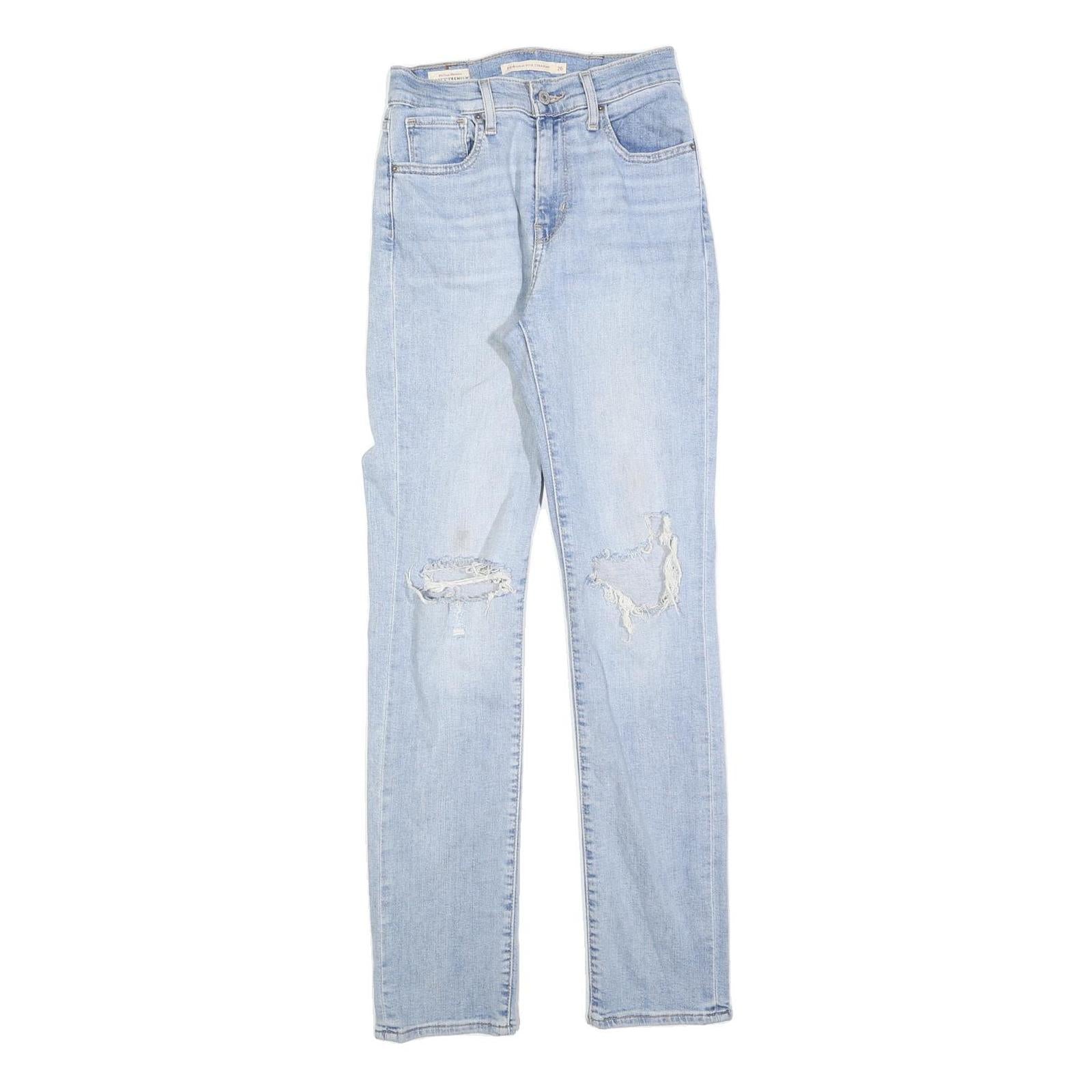 LEVI'S 724 Womens Jeans Light Blue Slim Straight Denim W26 L30 Ripped Distressed Refurbished - N/A refurbished available on Cerqular