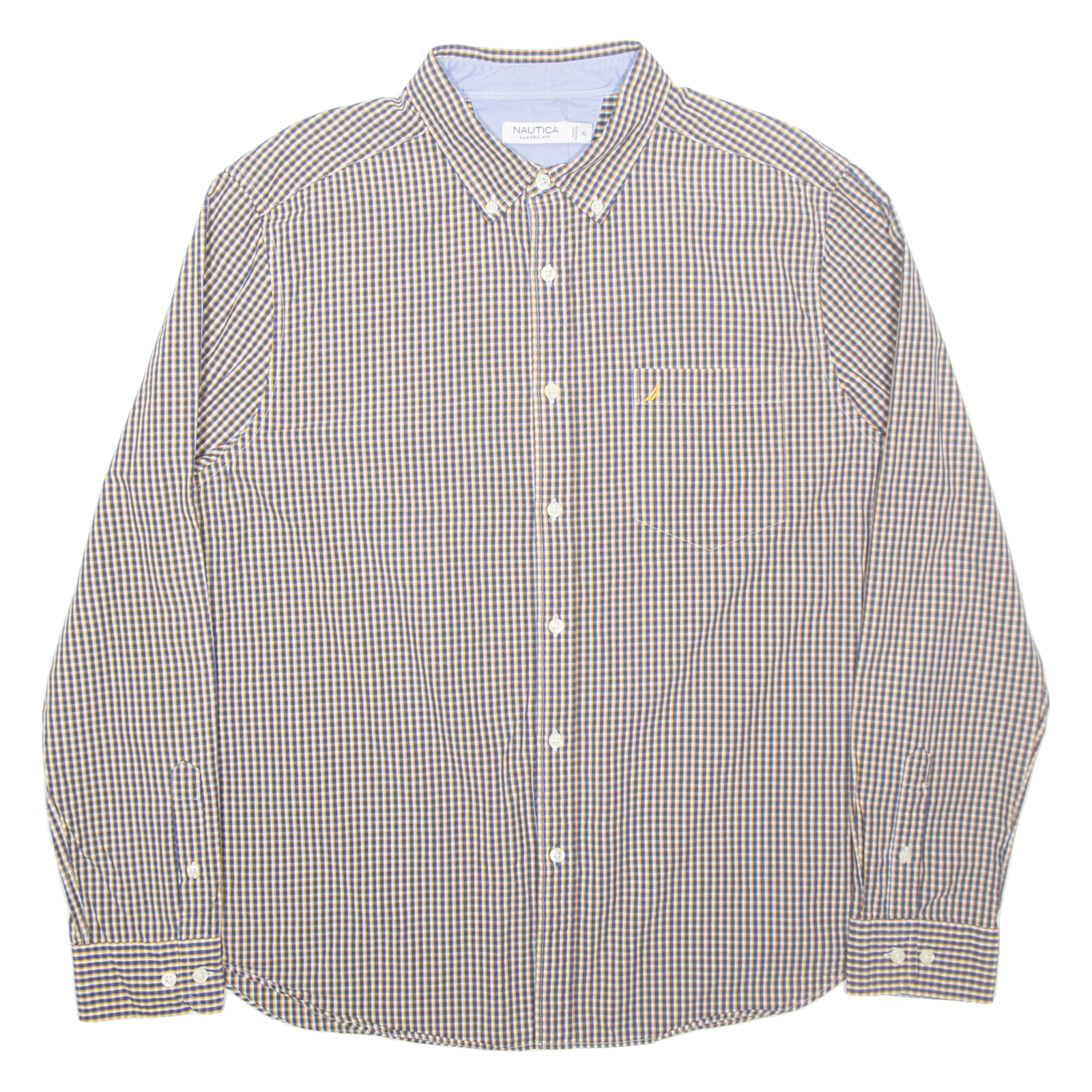 NAUTICA Mens Shirt Blue Gingham Long Sleeve XL Refurbished - N/A refurbished available on Cerqular