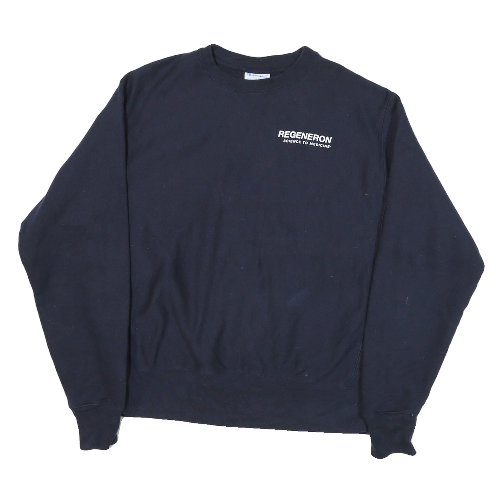 CHAMPION Mens Navy Blue Regeneron PSDPE Crew Neck M Cotton Blend Sweatshirt Refurbished - N/A refurbished available on Cerqular