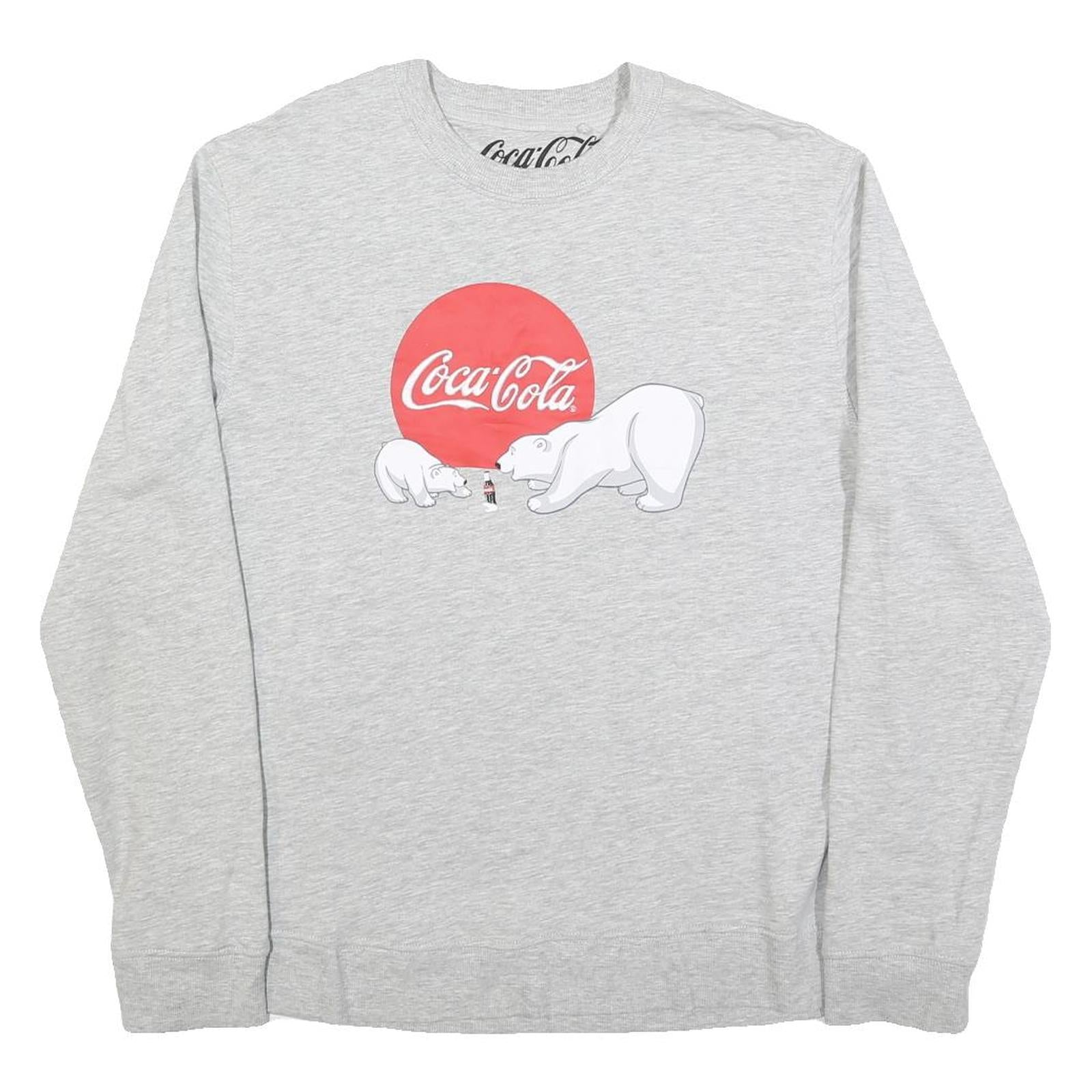 COCA COLA Womens Grey Sweatshirt L Crew Neck Cotton Blend Pullover Graphic Print Refurbished - N/A refurbished available on Cerqular