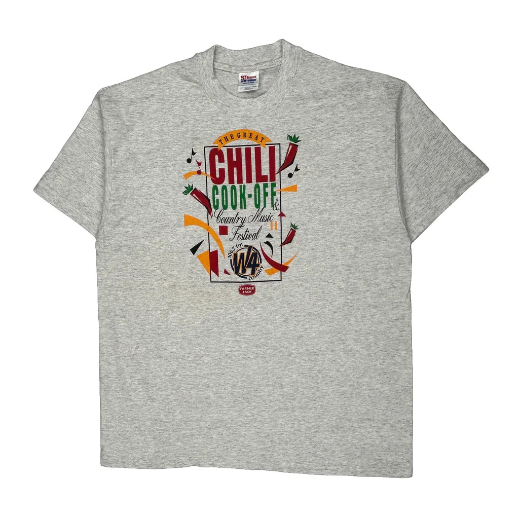 Buy Chili Cook-Off & Country Music Festival Hanes Graphic T-Shirt - XL Grey Cotton Refurbished - $29.47 Chili Cook-Off & Country Music Festival Hanes Graphic T-Shirt - XL Grey Cotton Refurbished - Thrifted (note: this is a term often used to describe second- refurbished available on Cerqular
