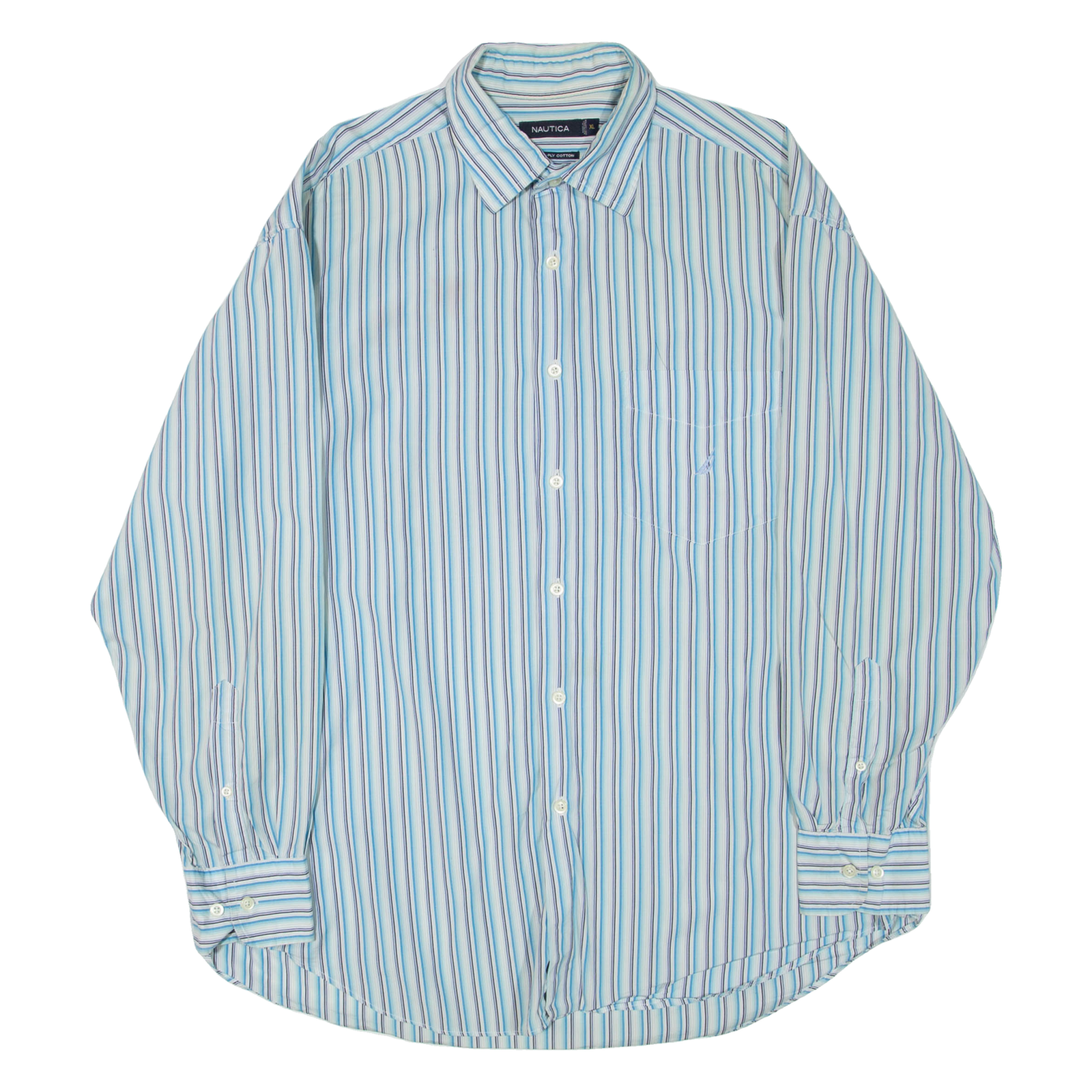 NAUTICA Mens Shirt Blue Striped Long Sleeve XL Refurbished - N/A refurbished available on Cerqular