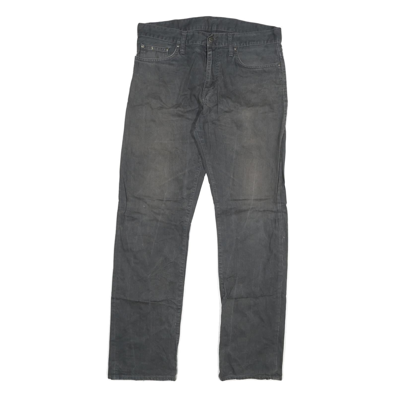 CARHARTT Mens Cotton Blend Grey Regular Straight Trousers W32 L32 Workwear Refurbished - N/A refurbished available on Cerqular
