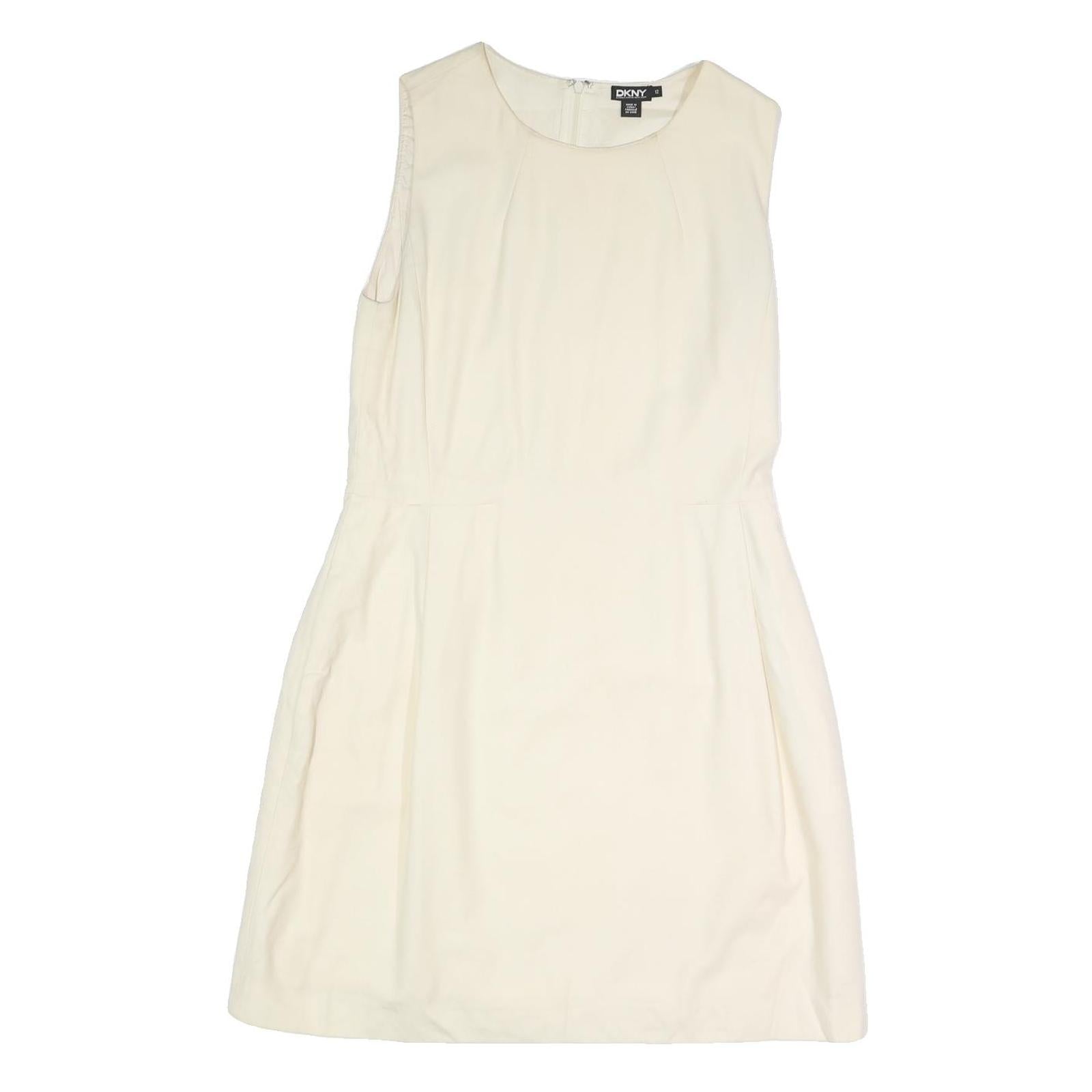 DKNY Womens Cream Sleeveless Day Cotton Blend Shift Dress M Elegant Simple Refurbished - N/A refurbished available on Cerqular