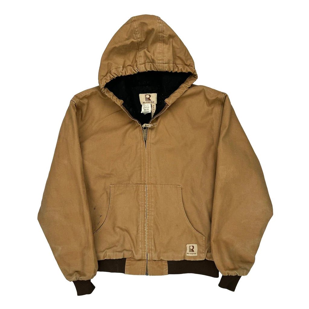 Age 15 Real Work Wear Jacket - XL Brown Cotton Refurbished - Thrifted (note: this is a term often used to describe second- refurbished available on Cerqular