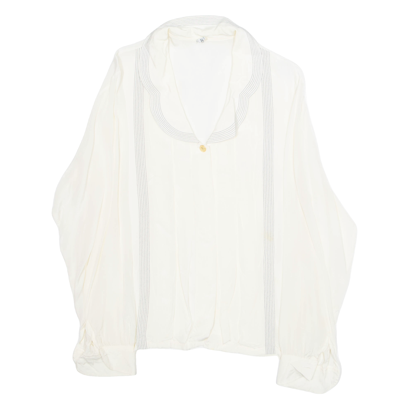 EBE Womens Blouse Cream Collared Long Sleeve L Refurbished - N/A refurbished available on Cerqular