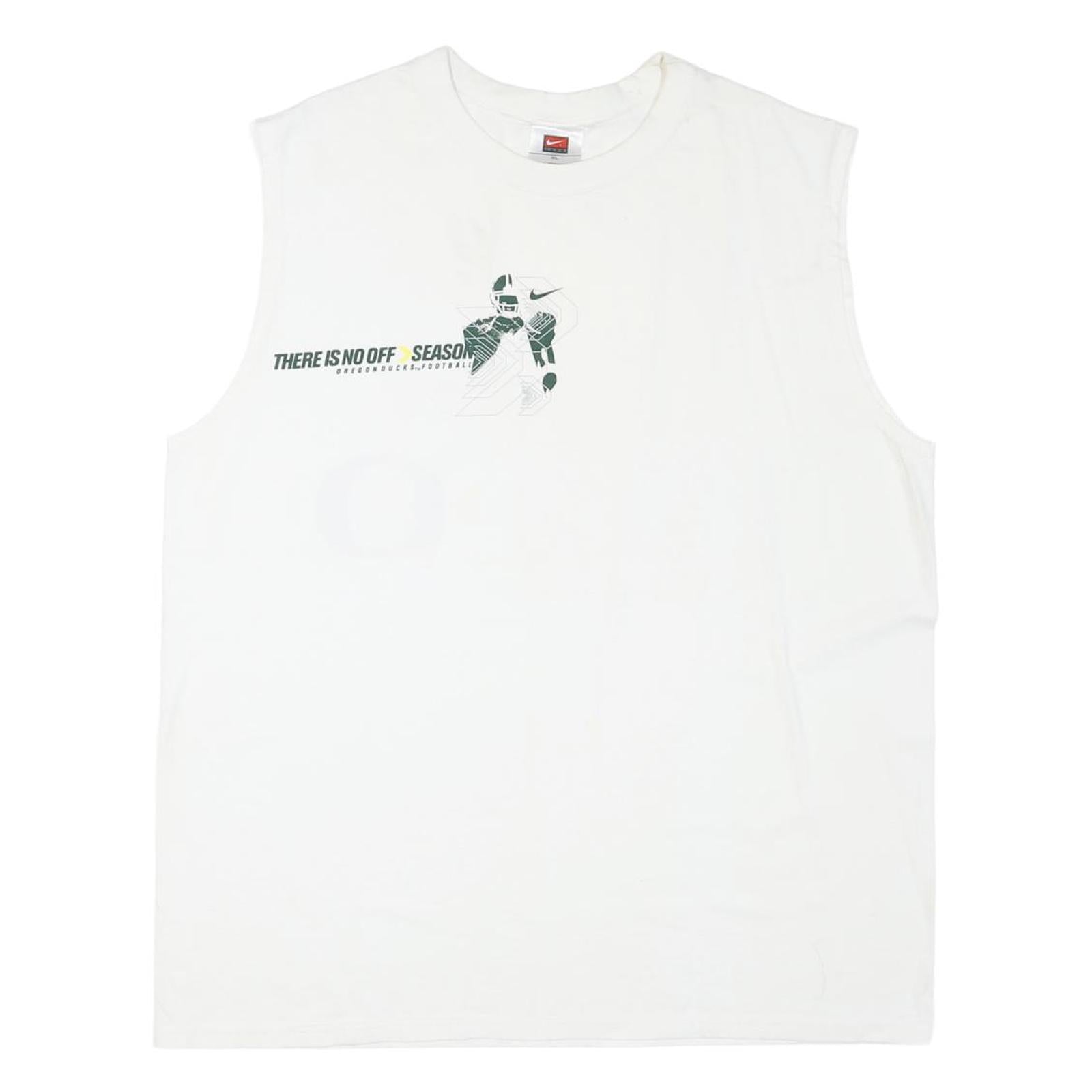 Buy NIKE Mens White Oregon Football Graphic Sleeveless Crew Neck XL Cotton Blend Refurbished - $32.49 NIKE Mens White Oregon Football Graphic Sleeveless Crew Neck XL Cotton Blend Refurbished - N/A refurbished available on Cerqular