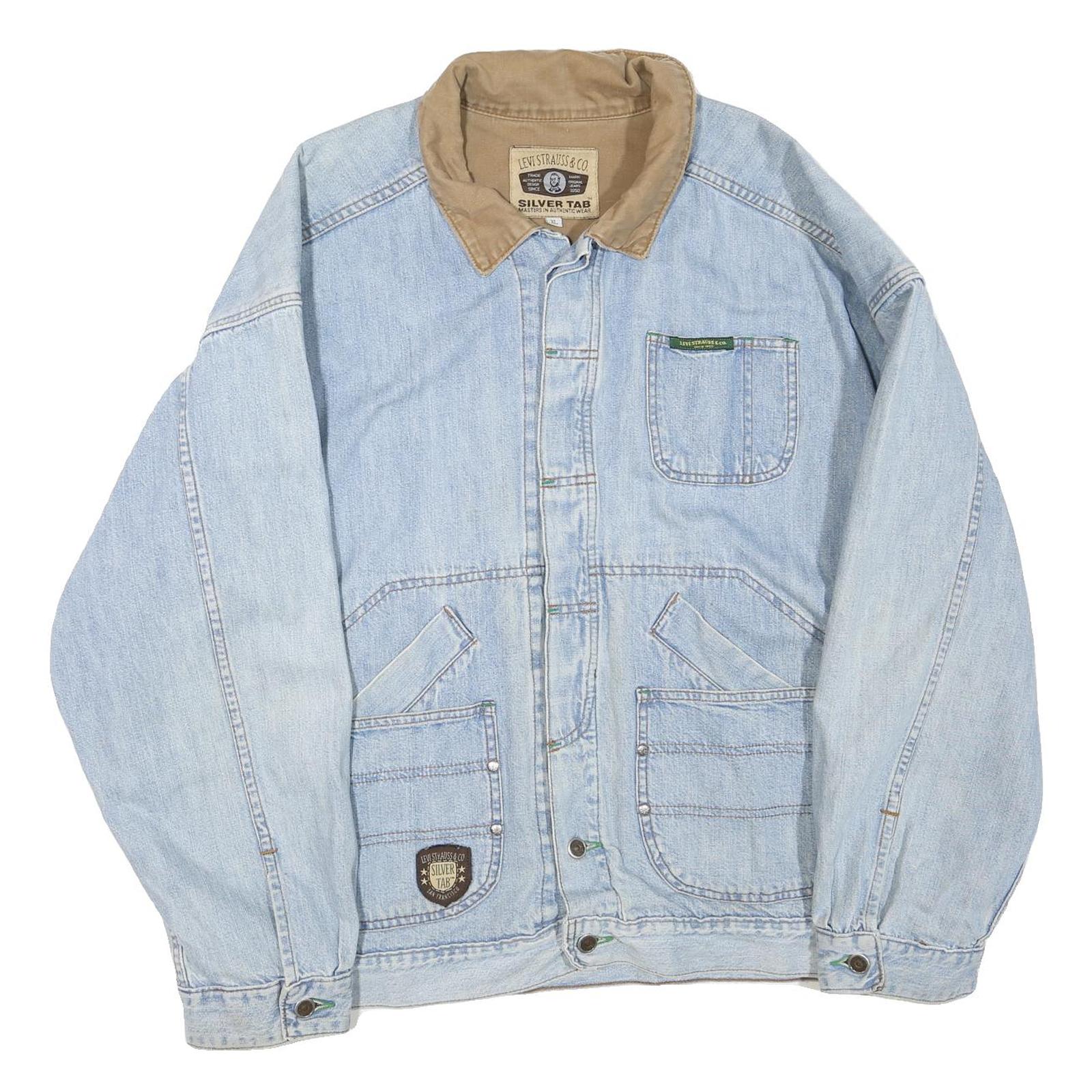 LEVI'S Mens Light Blue Cotton Blend Denim Trucker XL Button Vintage Jacket Refurbished - N/A refurbished available on Cerqular