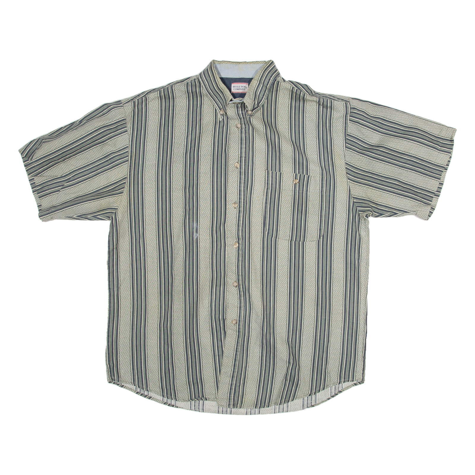 BUGLE BOY COMPANY Mens Shirt Green Striped M Refurbished - N/A refurbished available on Cerqular