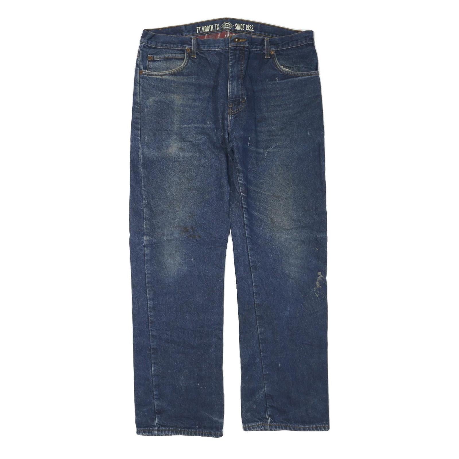 DICKIES Mens Jeans Blue Cotton Blend Regular Straight Denim W36 L32 Workwear Refurbished - N/A refurbished available on Cerqular