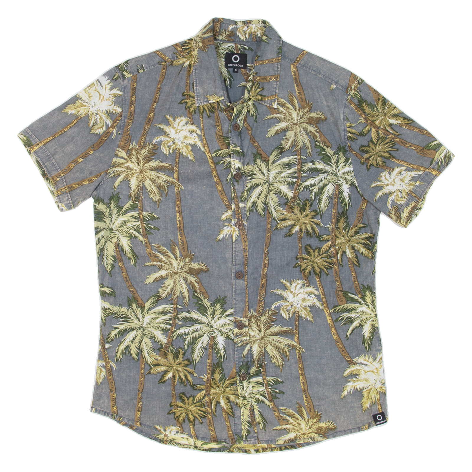 GREENROCK Mens Hawaiian Shirt Grey Floral S Refurbished - N/A refurbished available on Cerqular