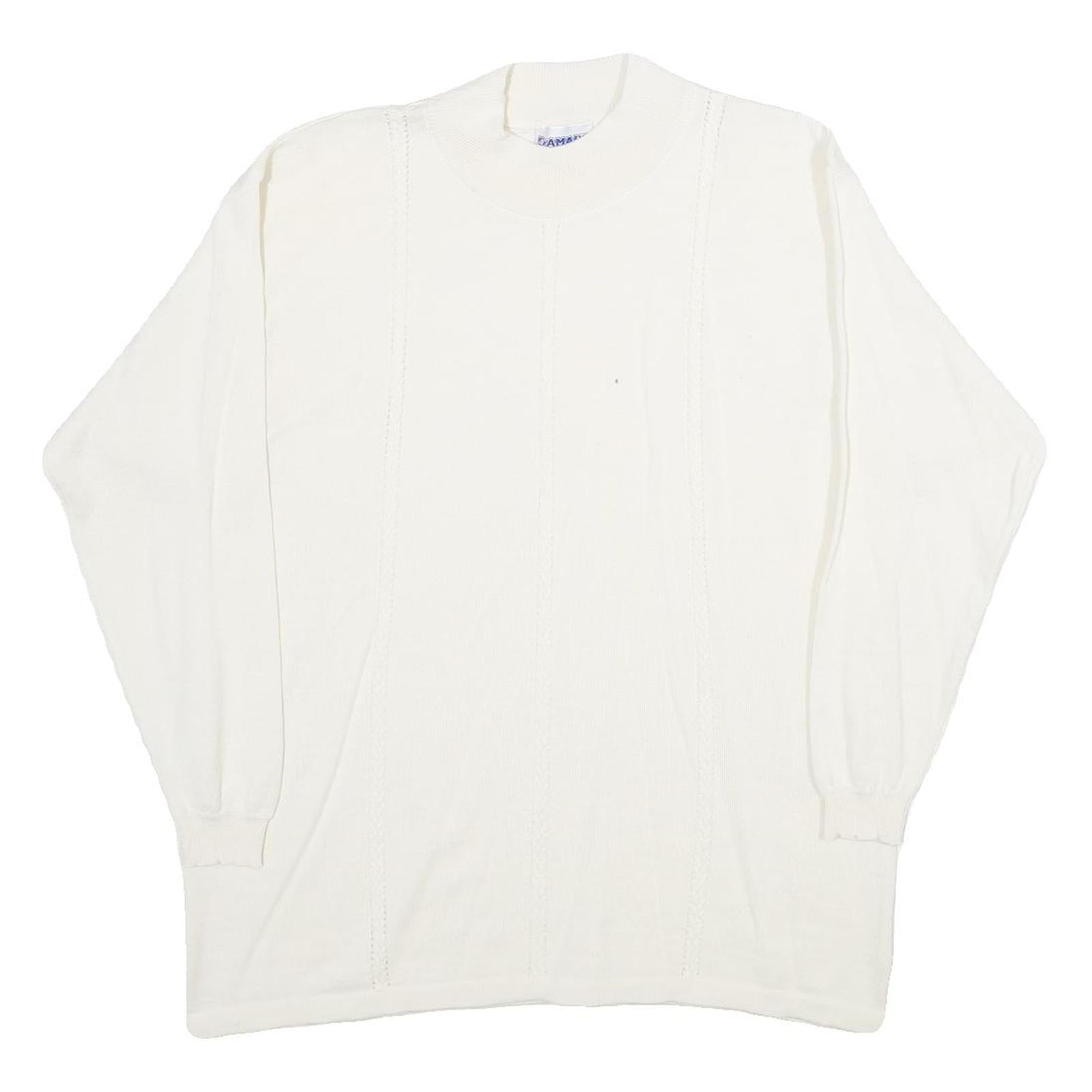 DAMART Womens White Plain Crew Neck Jumper Basic Knit L Soft Knitwear Refurbished - N/A refurbished available on Cerqular