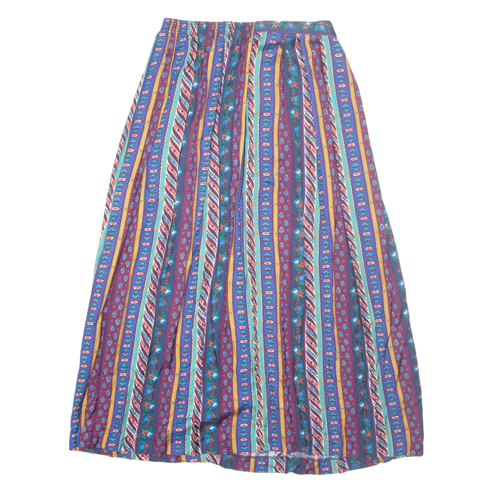 Womens A-Line Skirt Blue Midi Crazy Pattern M Refurbished - N/A refurbished available on Cerqular