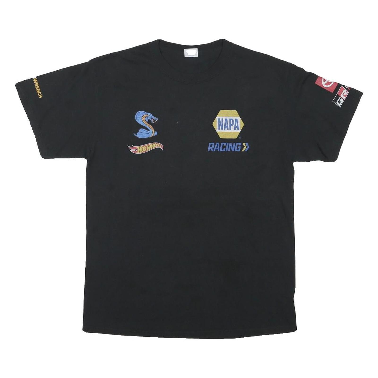 PORT AND COMPANY Mens Black Racing Graphic T-Shirt M Short Sleeve Crew Neck Refurbished - N/A refurbished available on Cerqular
