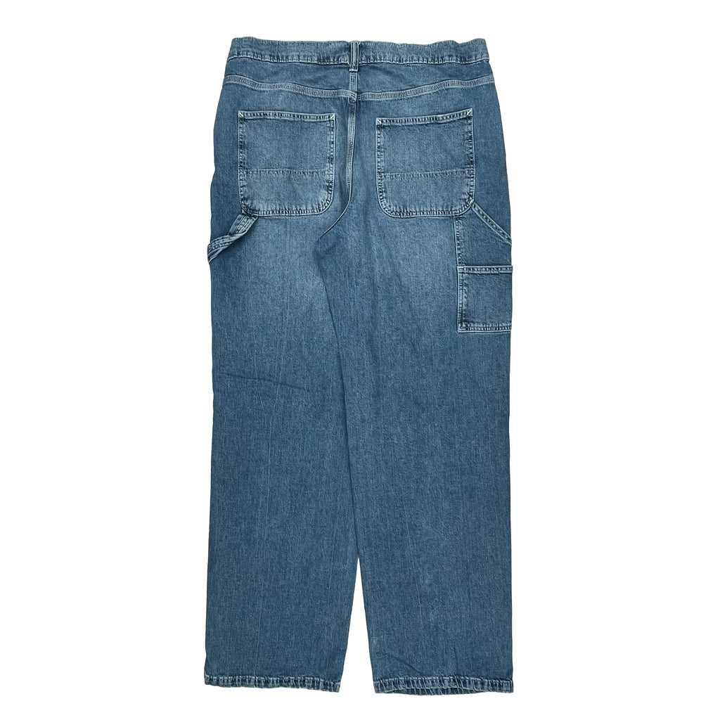 Unbranded Wide Leg Carpenter Jeans - 36W 30L Blue Denim Refurbished - Thrifted (note: this is a term often used to describe second- refurbished available on Cerqular