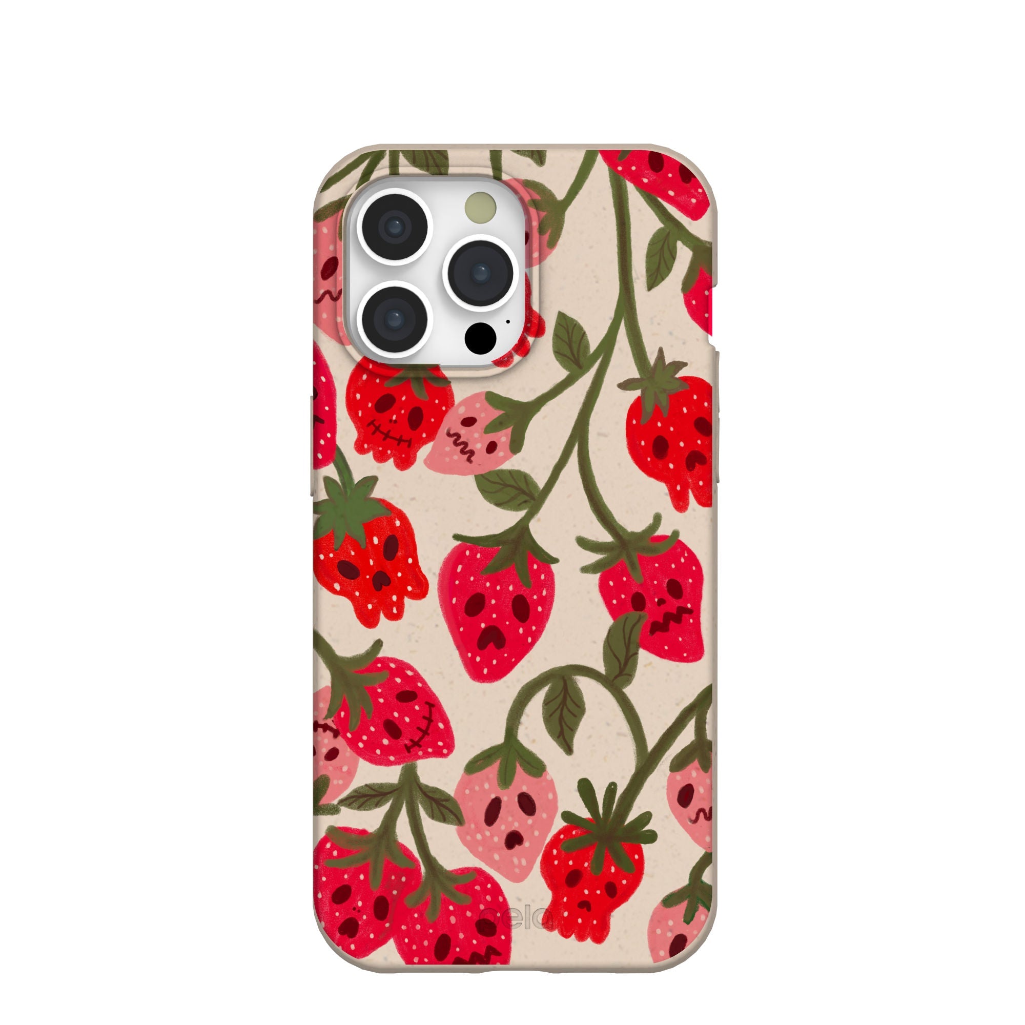 Seashell Strawboories iPhone 15 Pro Max Case Refurbished - Pela Case refurbished available on Cerqular