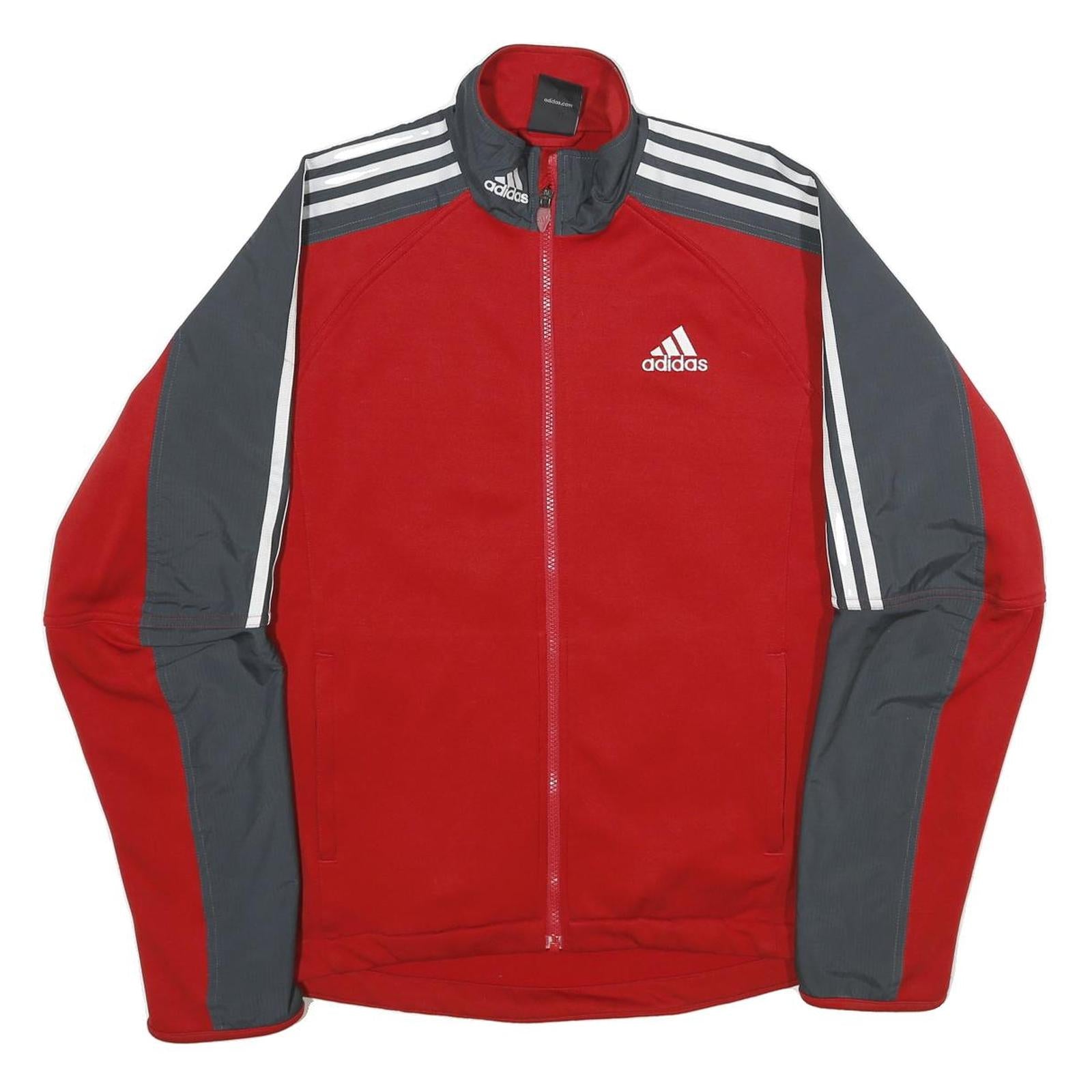 ADIDAS Mens Red & Grey Track Zip Jacket M Polyester Sportswear Casual Refurbished - N/A refurbished available on Cerqular