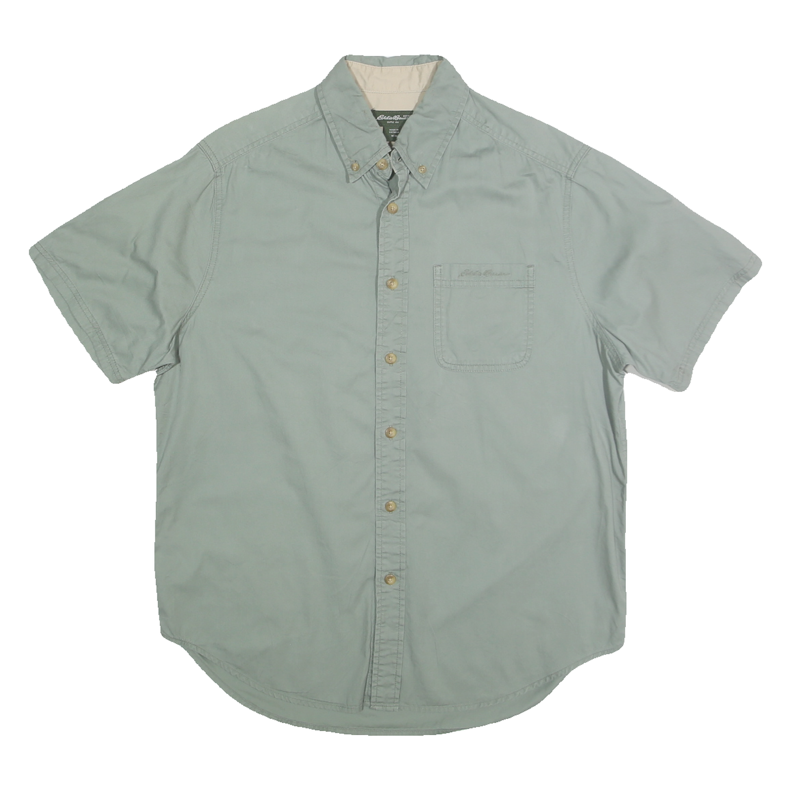 EDDIE BAUER Womens Blue Short Sleeve Cotton Shirt M Button Down Casual Summer Refurbished - N/A refurbished available on Cerqular