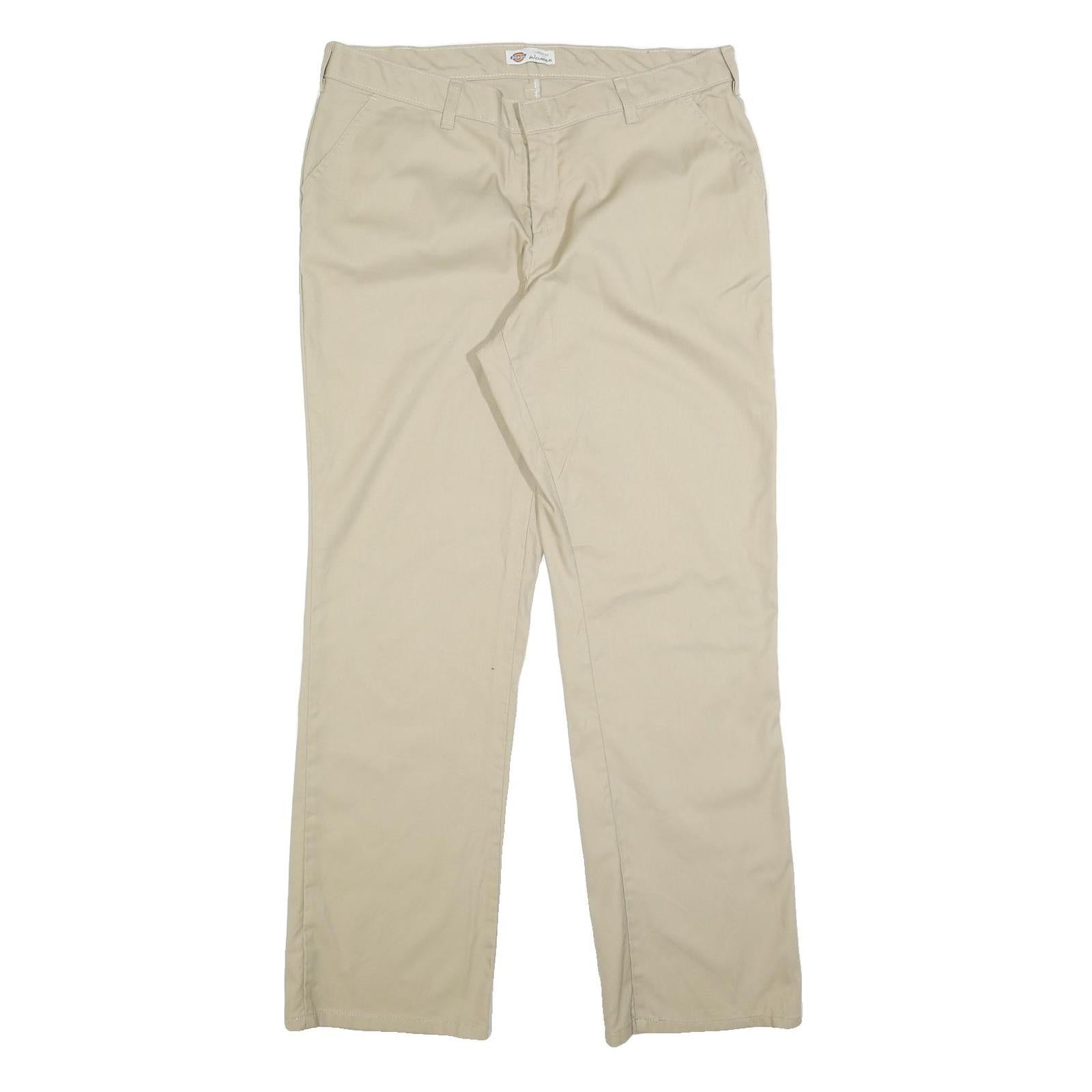 DICKIES Womens Regular Beige Cotton Blend Trousers W34 L31 Classic Straight Zip Refurbished - N/A refurbished available on Cerqular
