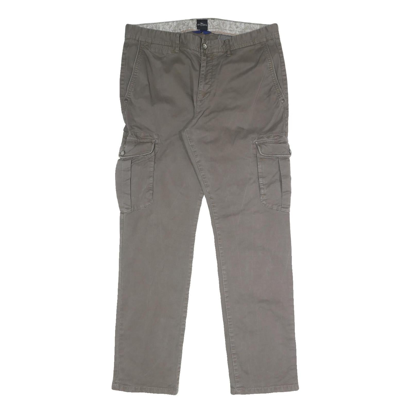 ENGBERS Mens Cotton Blend Grey Regular Fit Straight Leg Trousers W36 L31 Casual Refurbished - N/A refurbished available on Cerqular