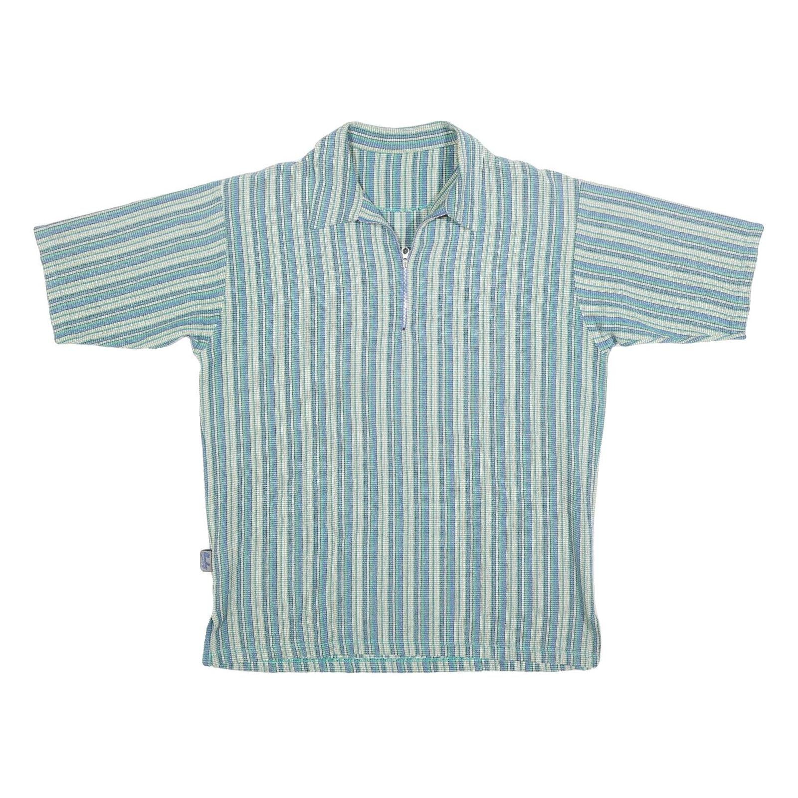 Buy Mens Blue & Cream Striped Short Sleeve Polo Shirt L Cotton Blend Zip Collar Refurbished - $16.89 Mens Blue & Cream Striped Short Sleeve Polo Shirt L Cotton Blend Zip Collar Refurbished - N/A refurbished available on Cerqular