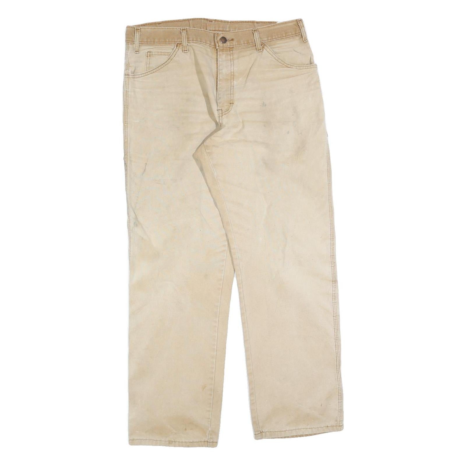 CARHARTT Mens Relaxed Beige Cotton Blend Trousers W34 L32 Workwear Utility Refurbished - N/A refurbished available on Cerqular