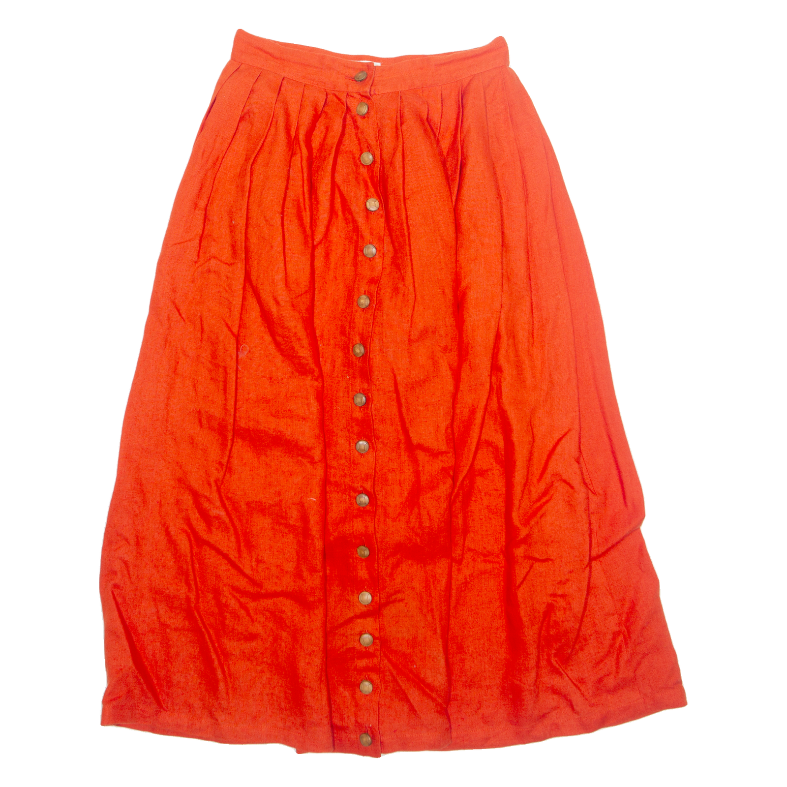 JENNY Womens A-Line Skirt Orange Midi Linen 90s XS Refurbished - N/A refurbished available on Cerqular