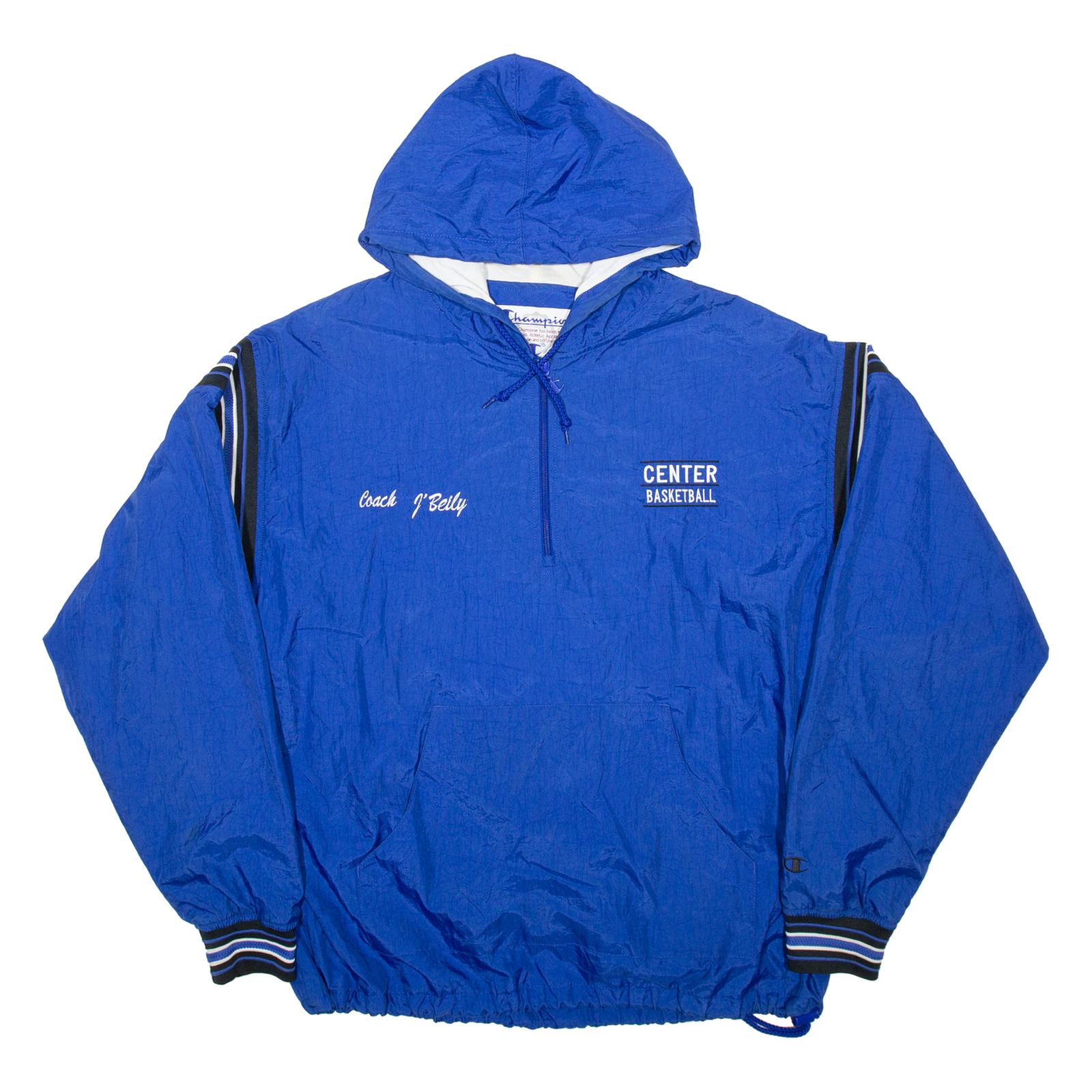 CHAMPION Center Basketball 1/4 Zip Mens Anorak Jacket Blue Nylon Hooded L Refurbished - N/A refurbished available on Cerqular