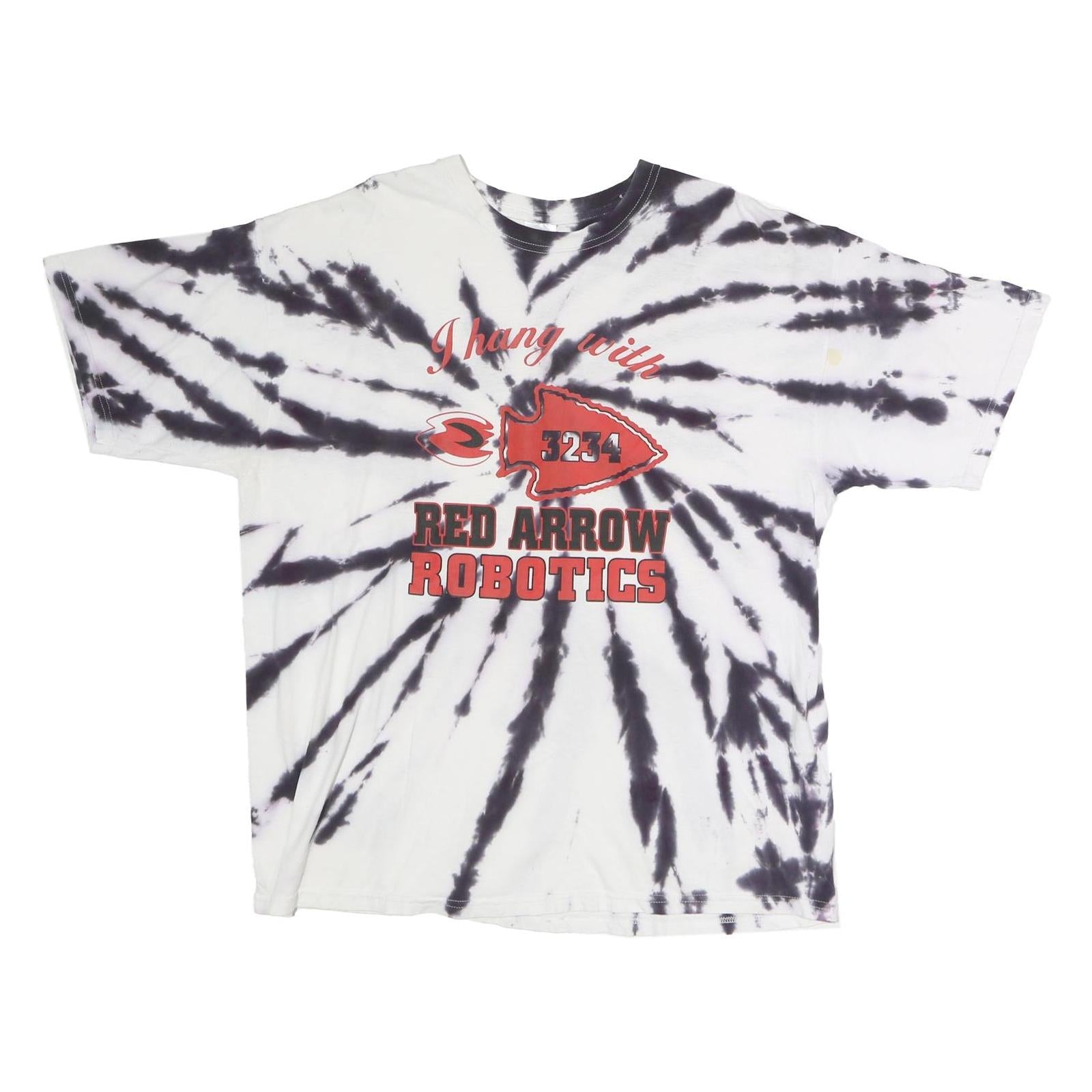 GILDAN Mens White & Black Tie Dye Red Arrow Robotics Graphic T-Shirt XL Short Refurbished - N/A refurbished available on Cerqular