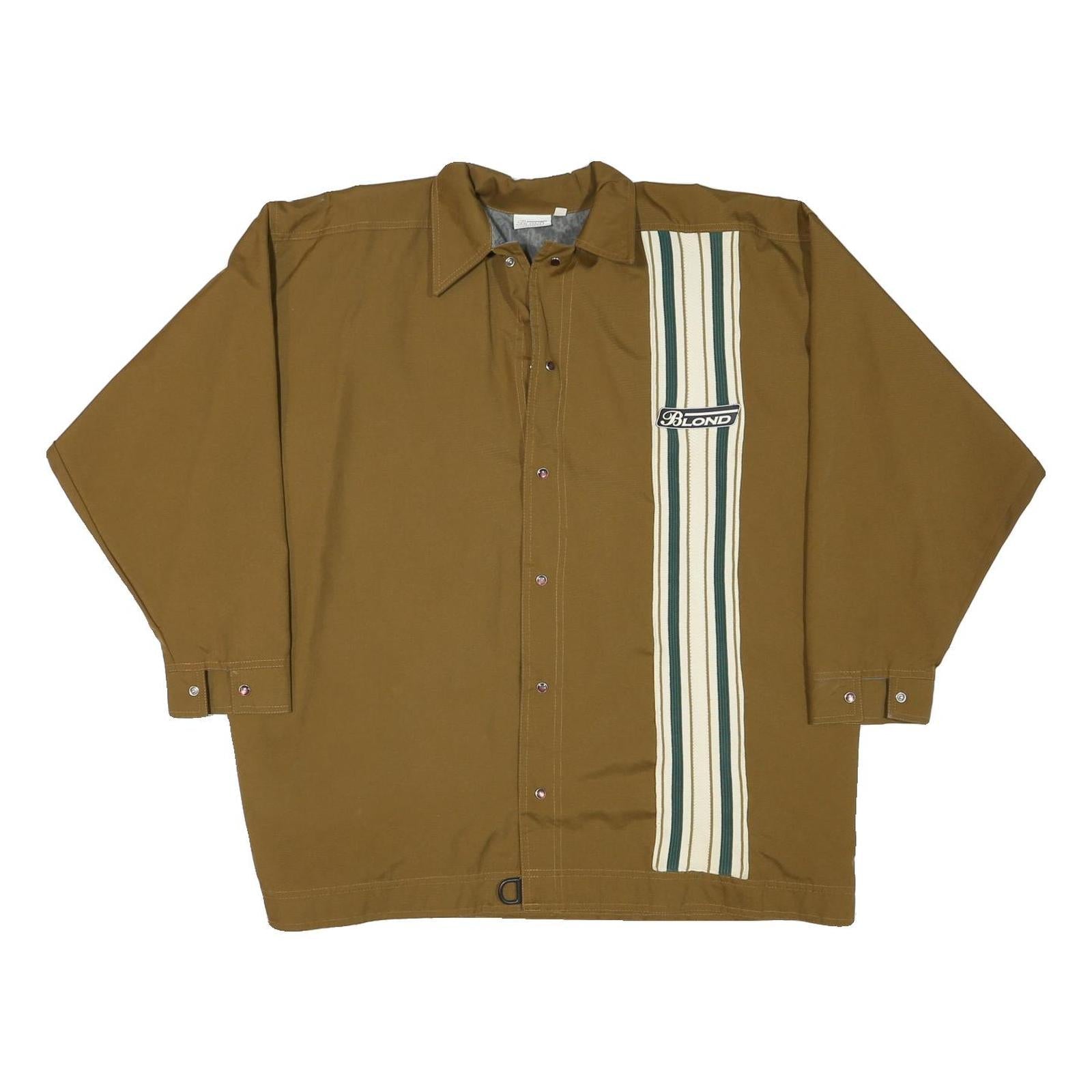 BLOND Mens Brown & Cream Button Jacket M Polyester Blend Stripe Casual Overshirt Refurbished - N/A refurbished available on Cerqular
