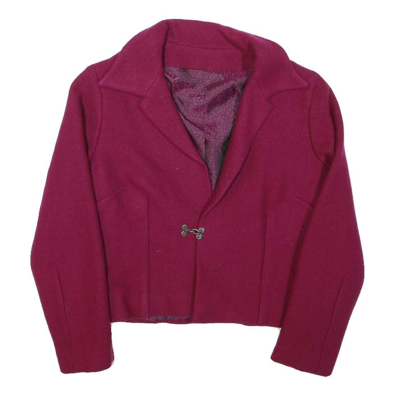 Womens Burgundy Wool Blend Button Jacket XS Tailored Plain Stylish Winter Refurbished - N/A refurbished available on Cerqular