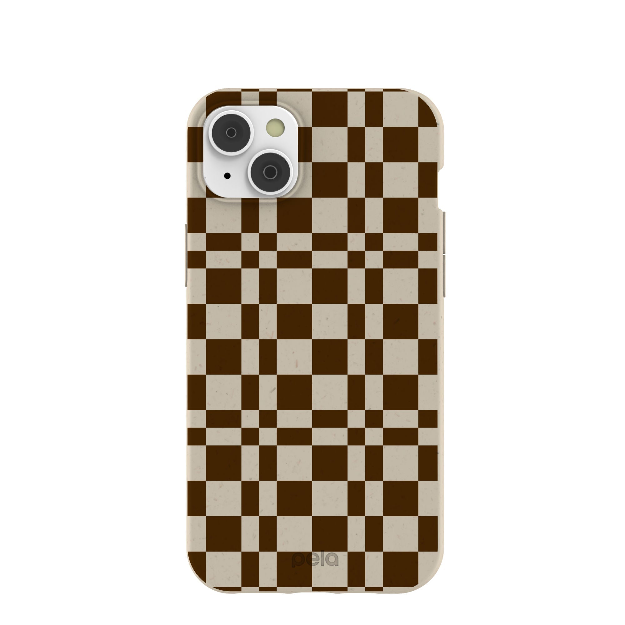 London Fog Chestnut Checkers iPhone 14 Plus Case Refurbished - Pela Case refurbished available on Cerqular