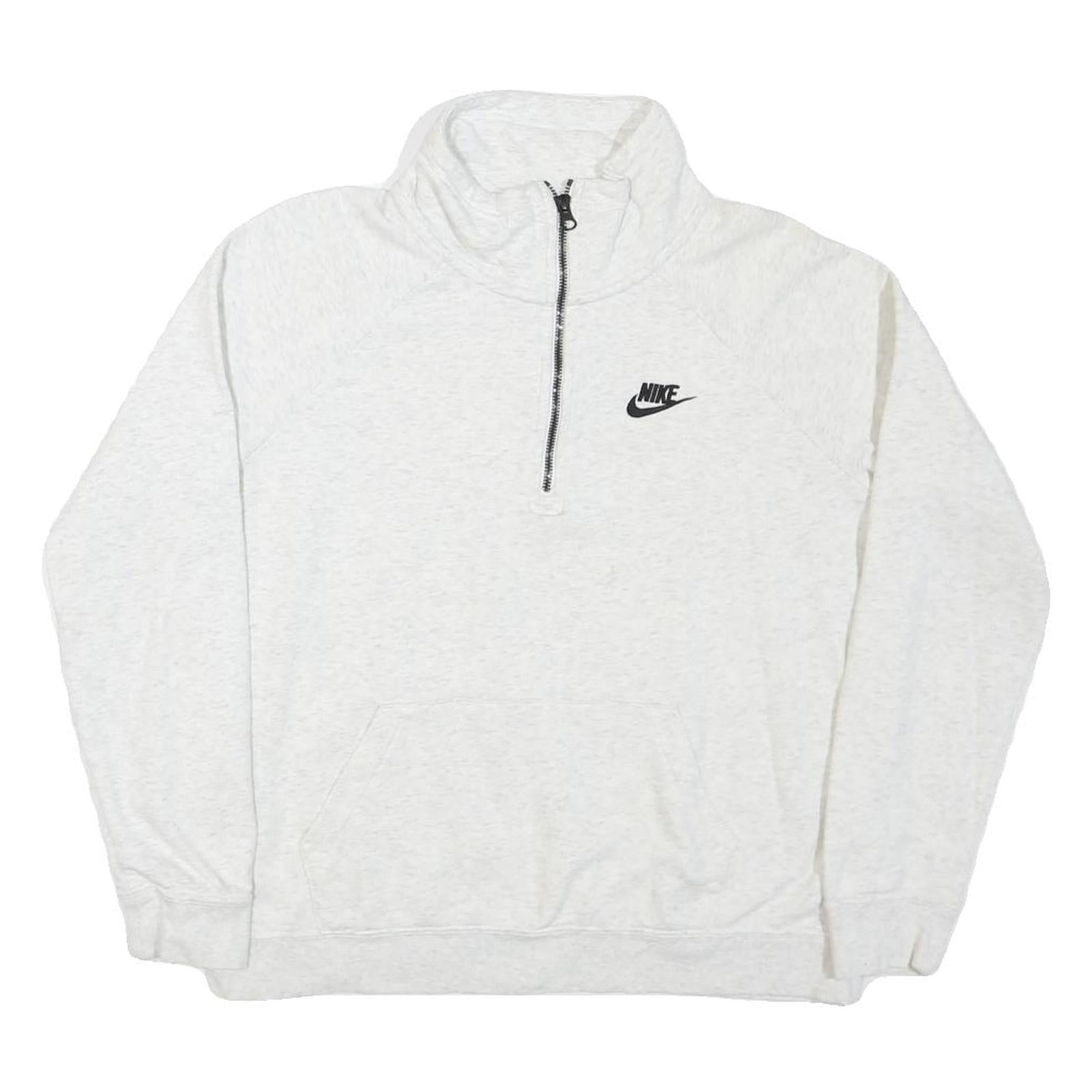 NIKE Womens White 1/4 Zip Sweatshirt M Cotton Blend Pullover Zip Neck Refurbished - N/A refurbished available on Cerqular