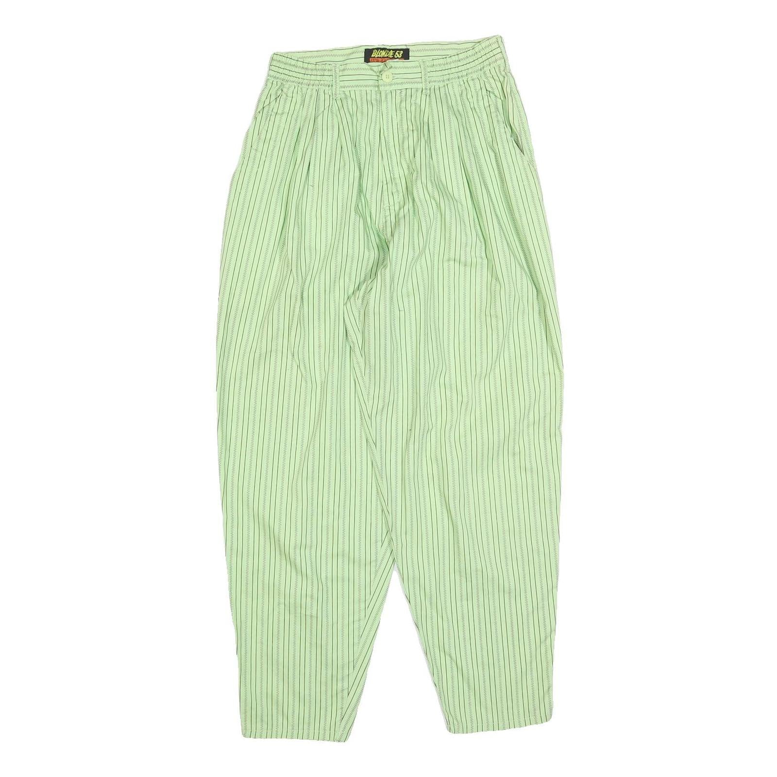 BLONDE 53 Womens Cotton Green Striped Relaxed Tapered Trousers W26 L27 Refurbished - N/A refurbished available on Cerqular