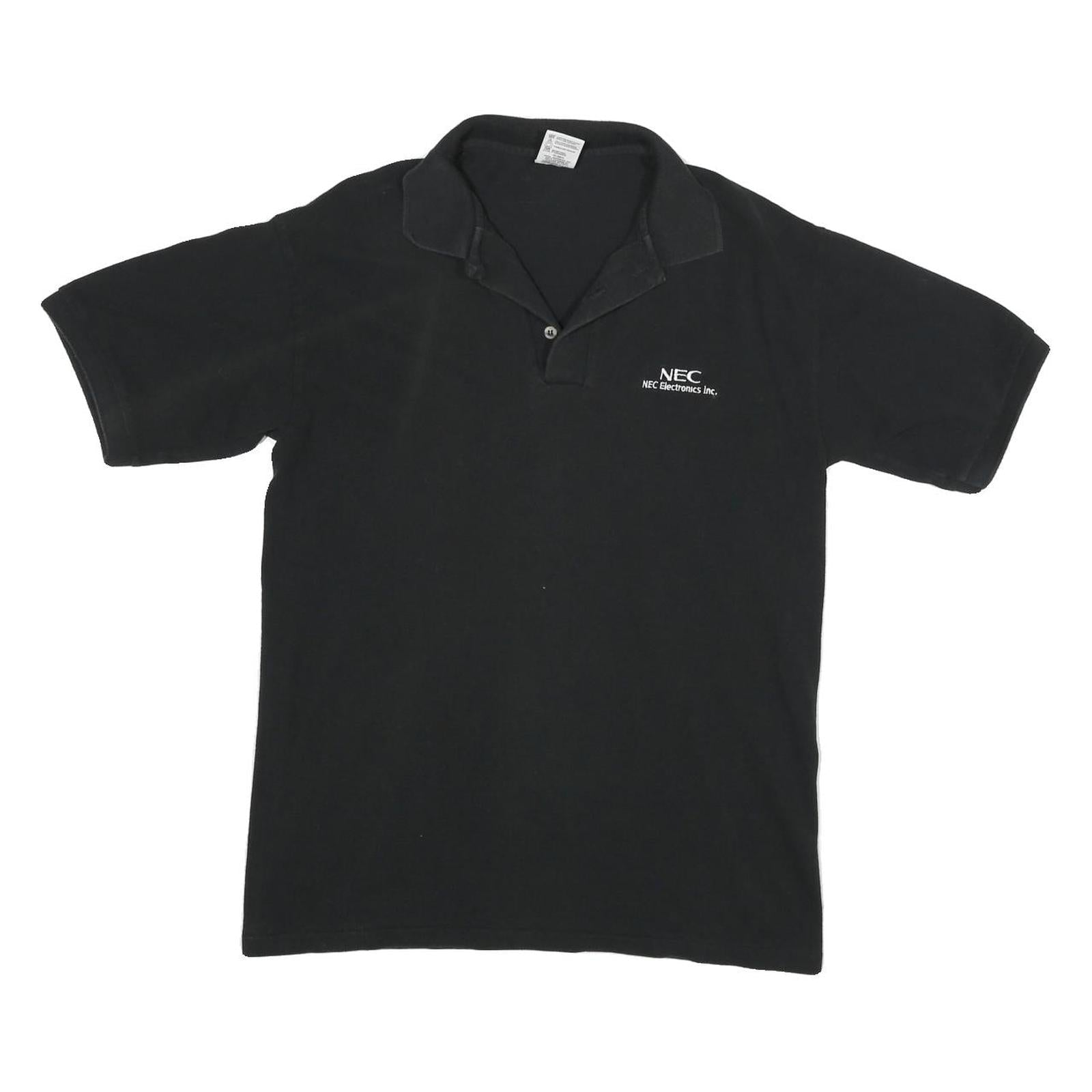 Mens Black Plain NEC Electronics Inc. Short Sleeve Polo Shirt M Cotton Blend Refurbished - N/A refurbished available on Cerqular