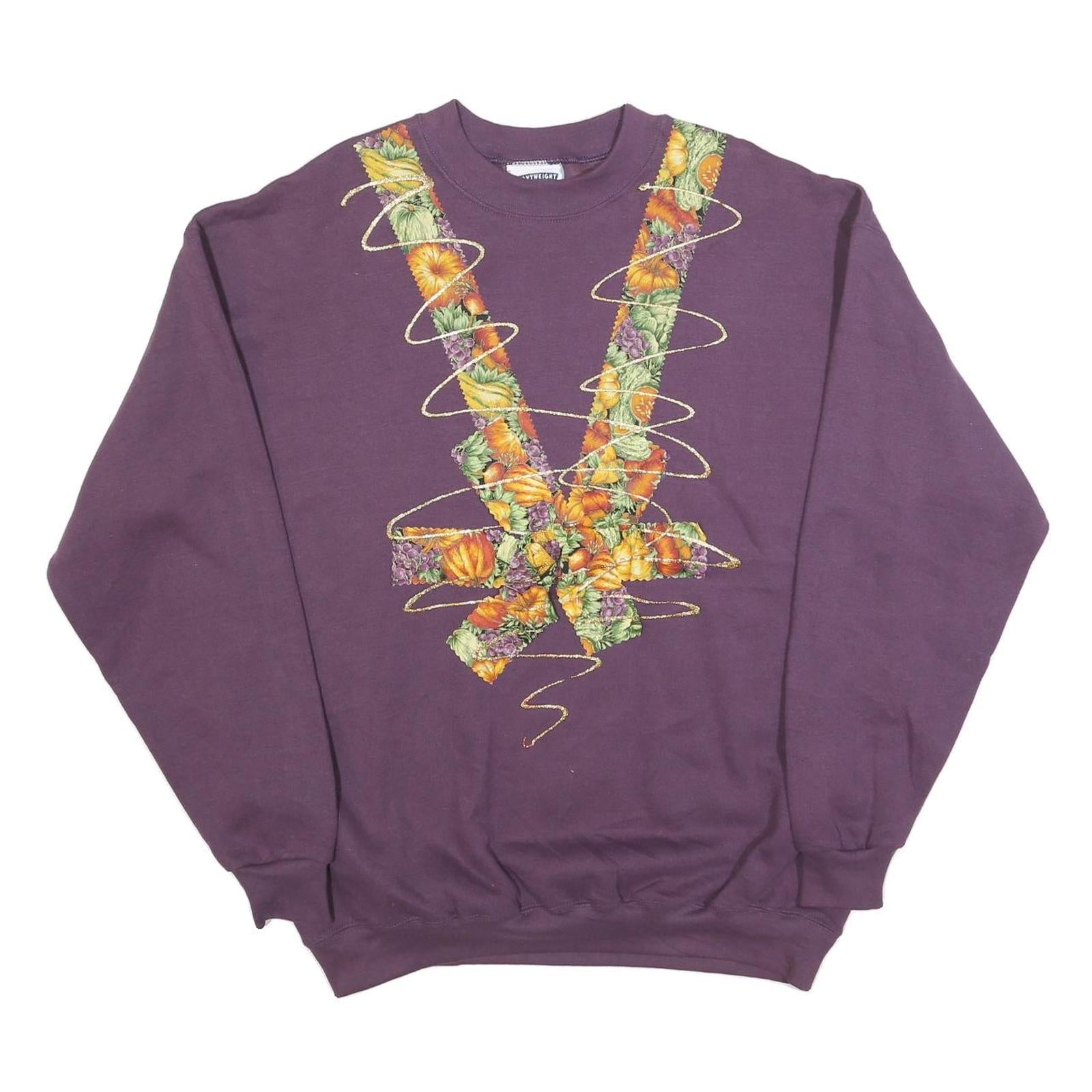 LEE Womens Purple Sweatshirt XL Cotton Blend Crew Neck Floral Print Relaxed Fit Refurbished - N/A refurbished available on Cerqular