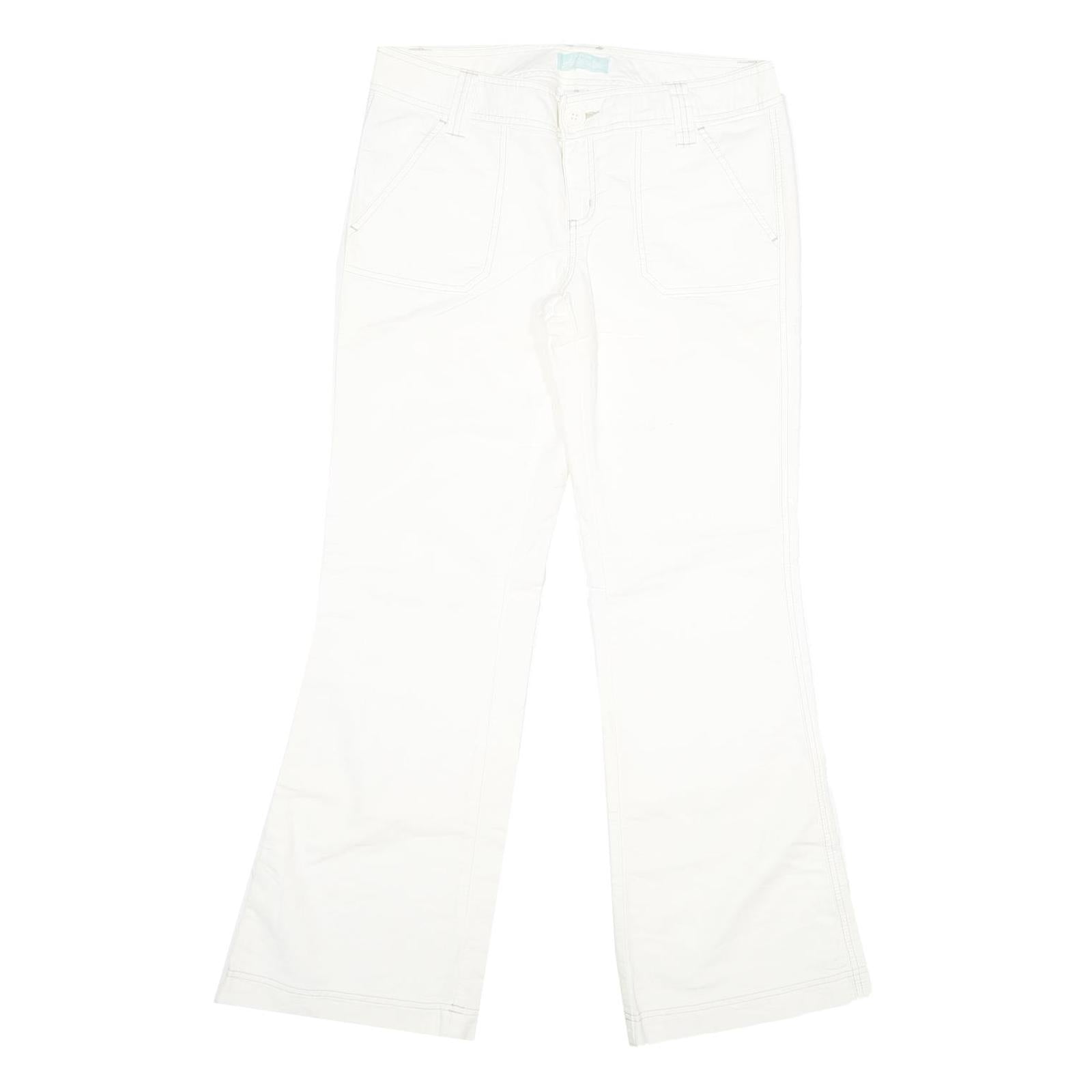 Womens White Regular Fit Bootcut Cotton Trousers W32 L32 Zip Closure Casual Wear Refurbished - N/A refurbished available on Cerqular