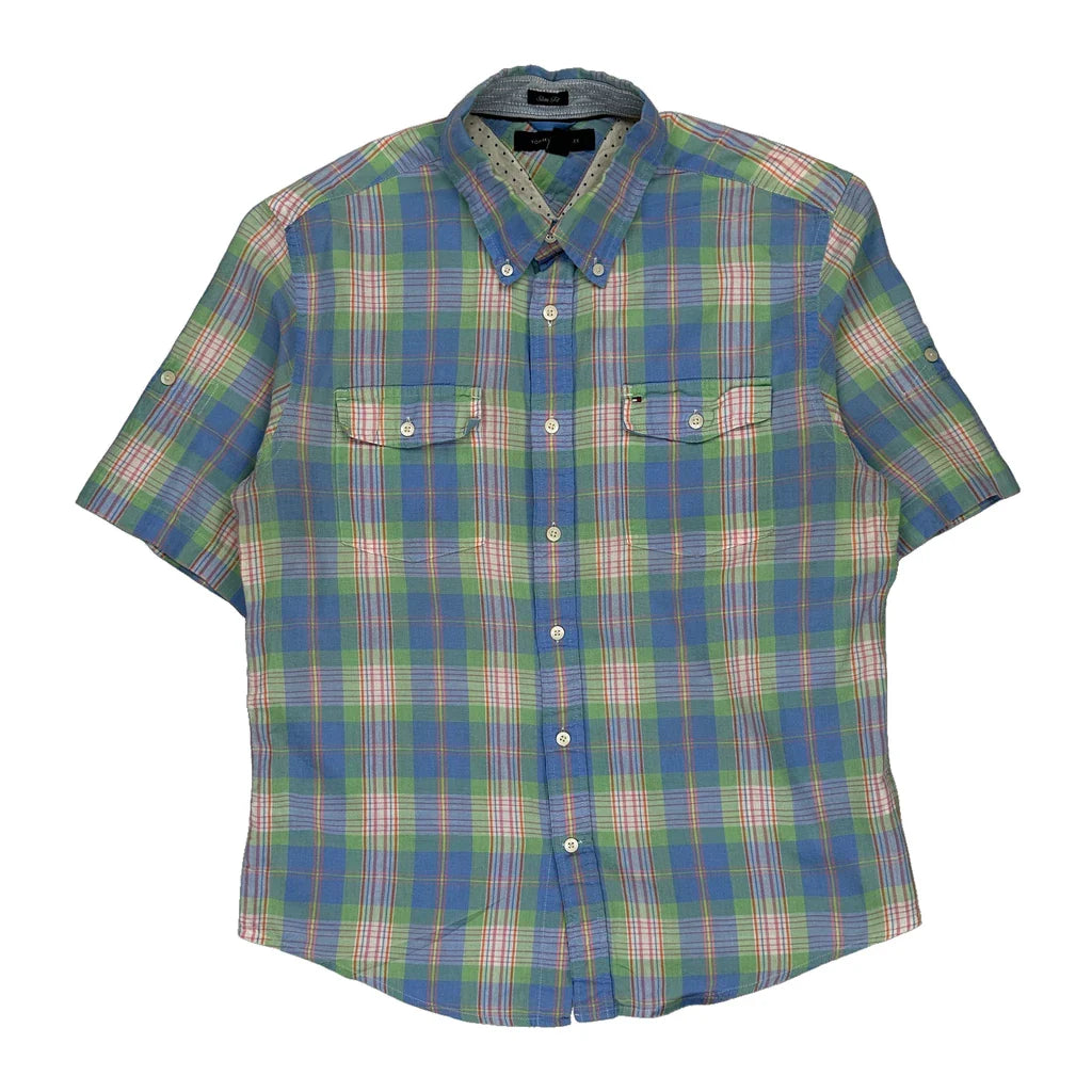 Buy Tommy Hilfiger Checked Short Sleeve Shirt - Large Multicoloured Cotton Refurbished - $22.10 Tommy Hilfiger Checked Short Sleeve Shirt - Large Multicoloured Cotton Refurbished - Thrifted (note: this is a term often used to describe second- refurbished available on Cerqular