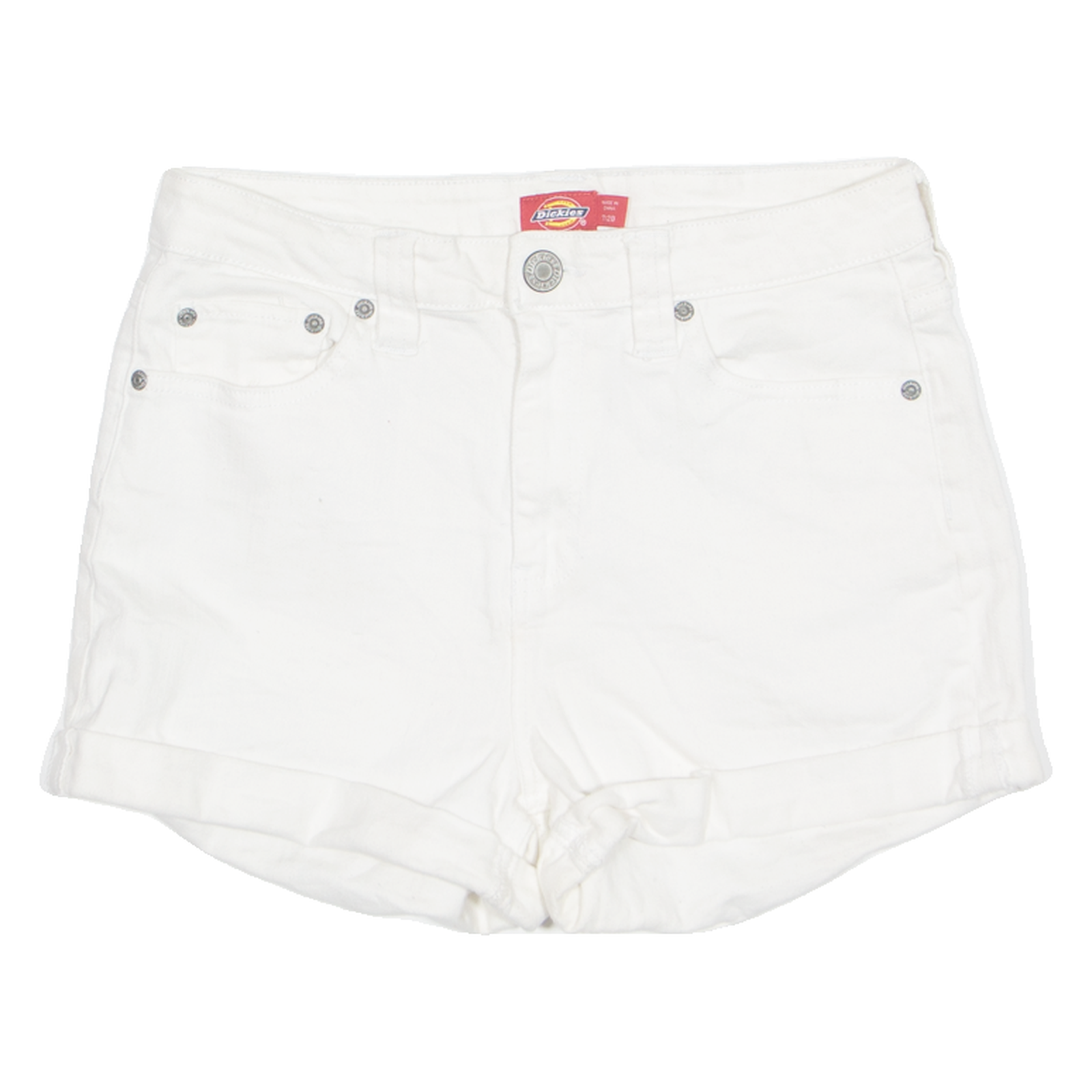 DICKIES Turn Up Womens Denim Shorts White S W28 Refurbished - N/A refurbished available on Cerqular