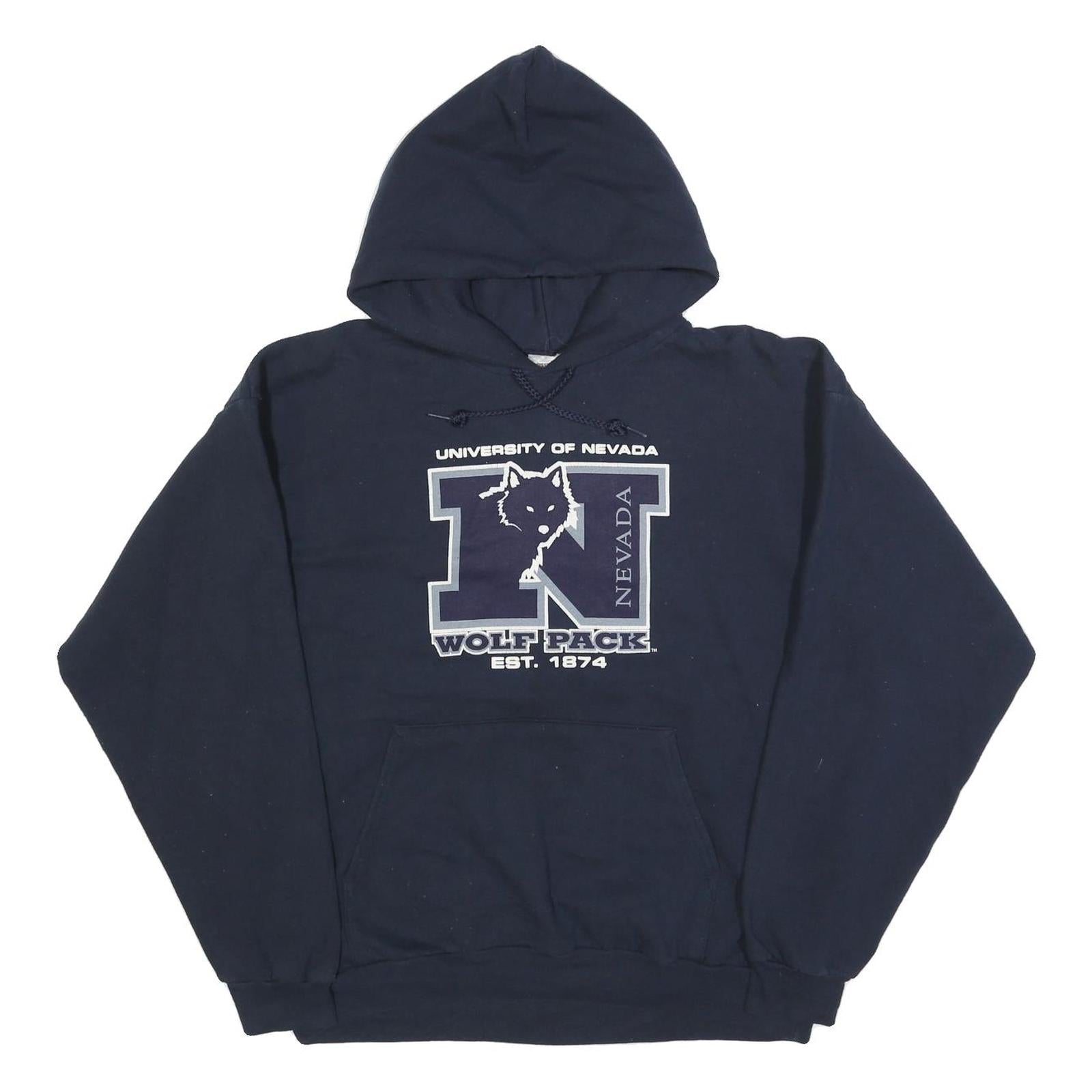 HANES Mens Navy University Of Nevada Wolf Pack Hoodie L Cotton Blend Casual Refurbished - N/A refurbished available on Cerqular