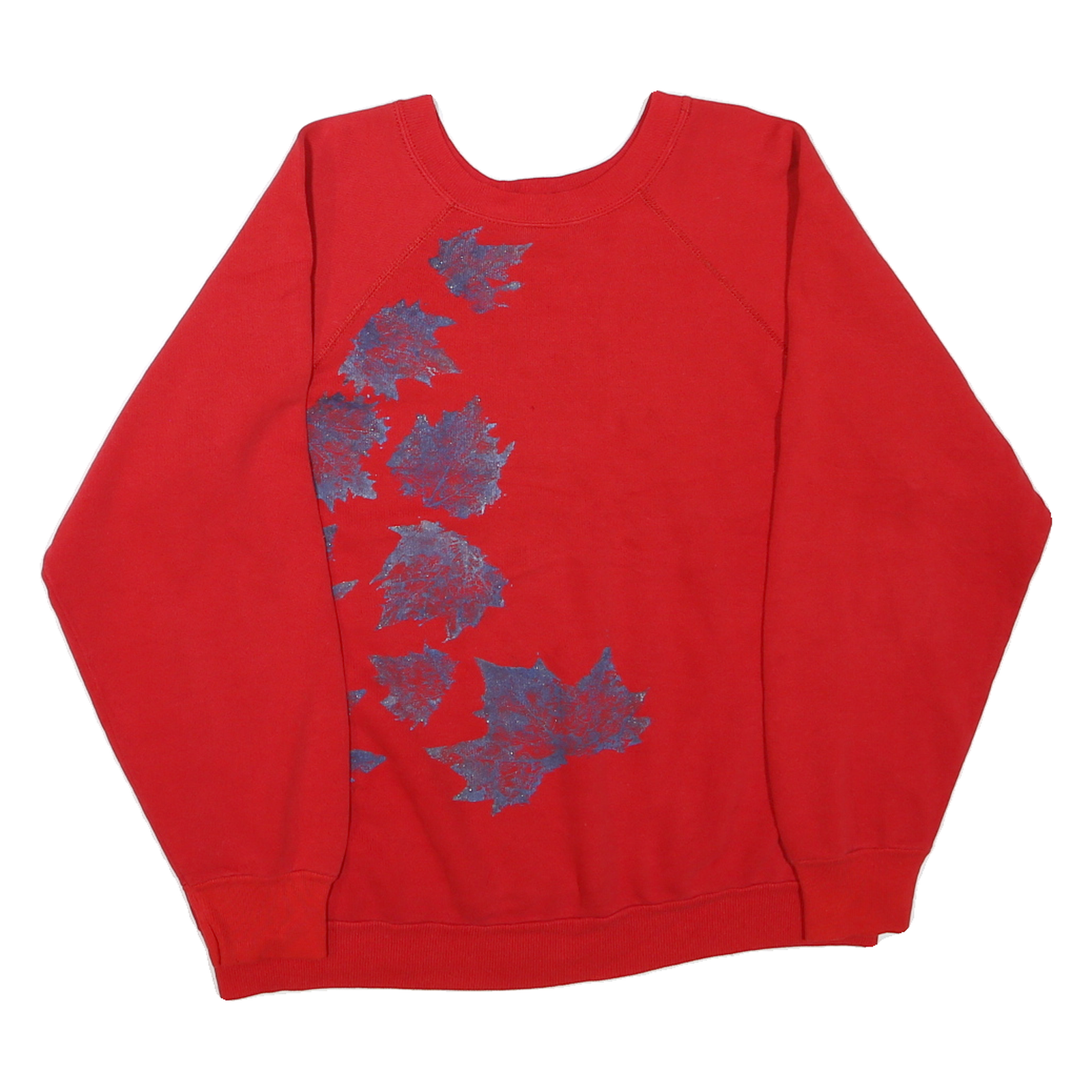 TULTEX Womens Red Sweatshirt L Crew Neck Cotton Blend Pullover Leaves Print Refurbished - N/A refurbished available on Cerqular