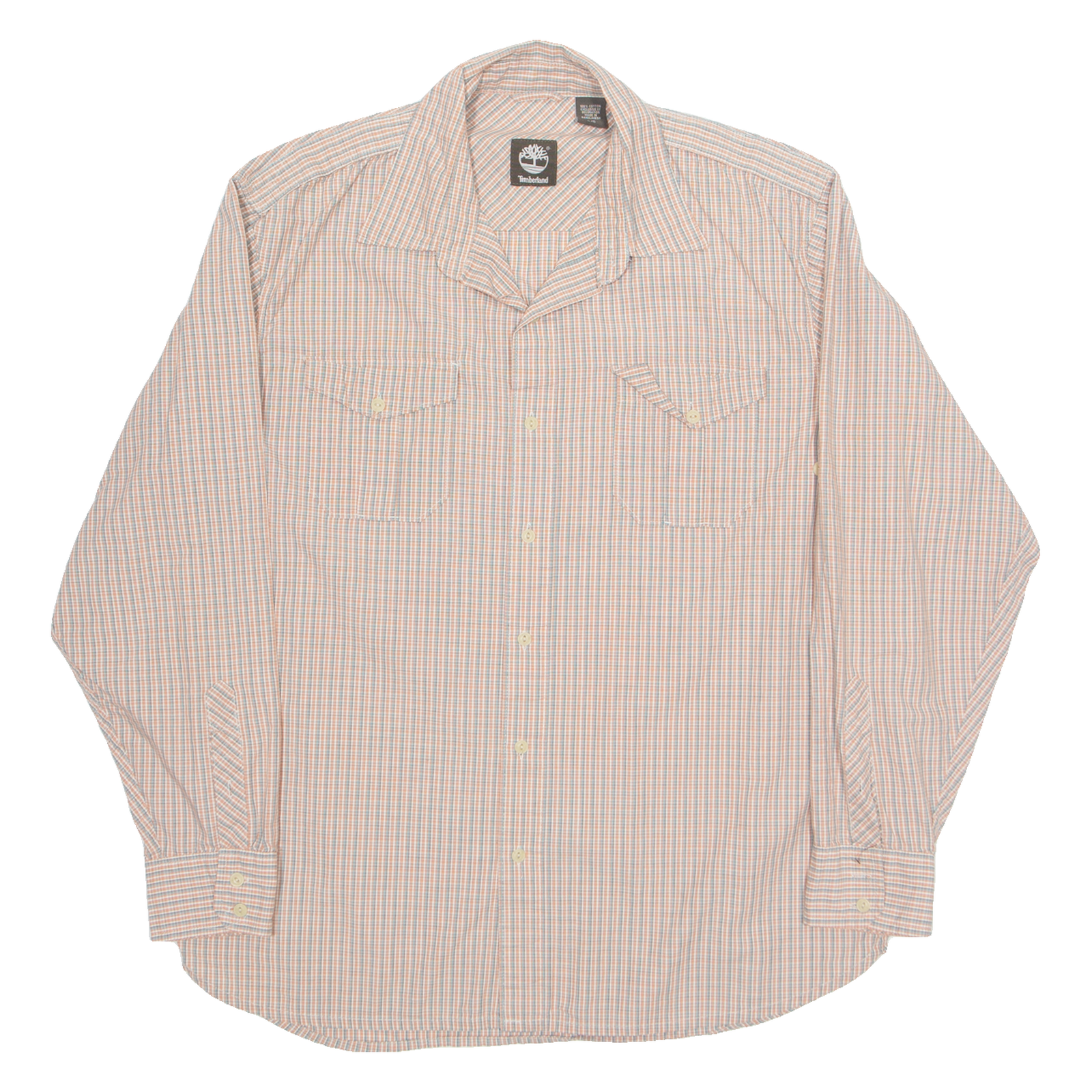TIMBERLAND Mens Shirt Orange Plaid Long Sleeve L Refurbished - N/A refurbished available on Cerqular