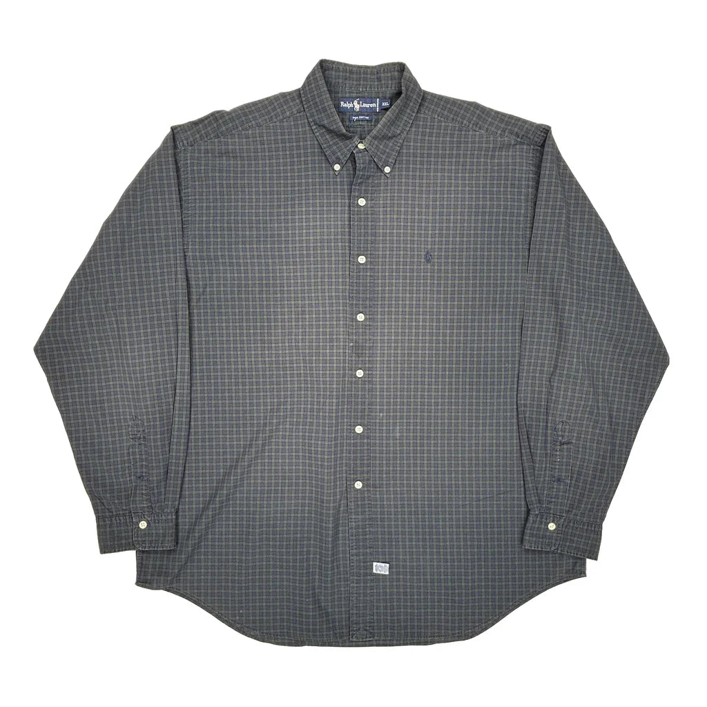 Ralph Lauren Checked Shirt - 2XL Grey Cotton Refurbished - Thrifted (note: this is a term often used to describe second- refurbished available on Cerqular
