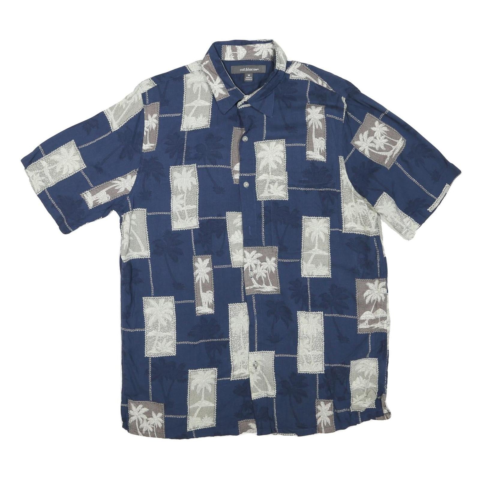 CROFT & BARROW Mens Blue Printed Cotton Blend Shirt M Casual Summer Refurbished - N/A refurbished available on Cerqular