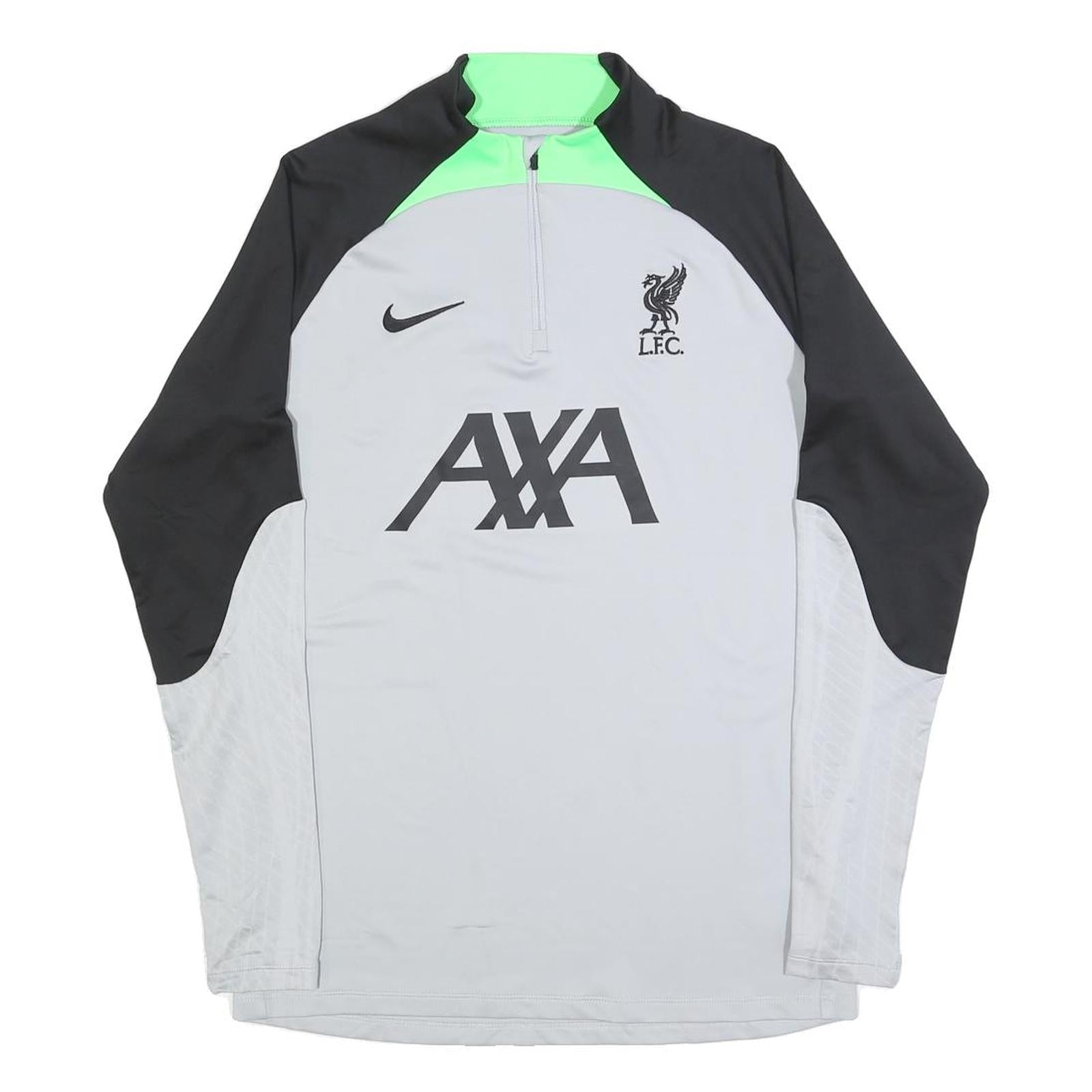 NIKE Mens Grey Black & Neon Green Football Shirt M Long Sleeve Half Zip Refurbished - N/A refurbished available on Cerqular