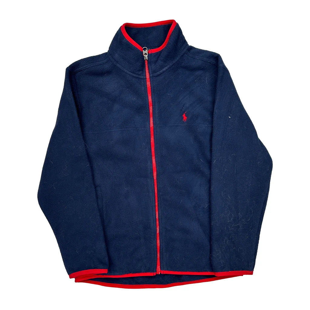 Age 10-12 Polo By Ralph Lauren Fleece Jacket - Medium Navy Polyester Refurbished - Thrifted (note: this is a term often used to describe second- refurbished available on Cerqular