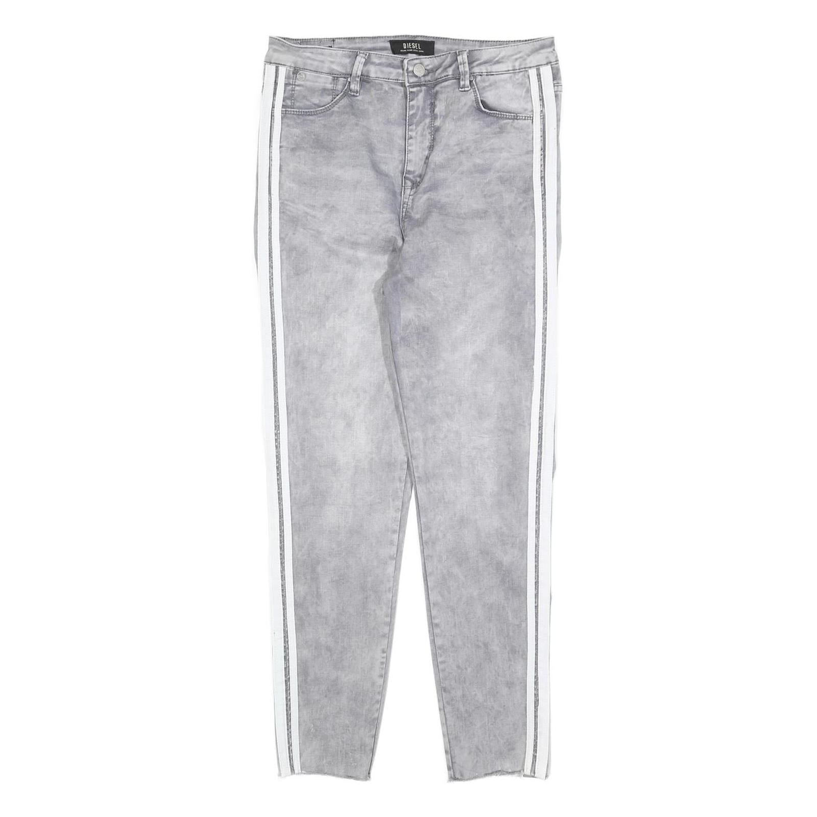 DIESEL Womens Slim Grey Denim Jeans W30 L28 Stripe Detail Zip Closure Refurbished - N/A refurbished available on Cerqular